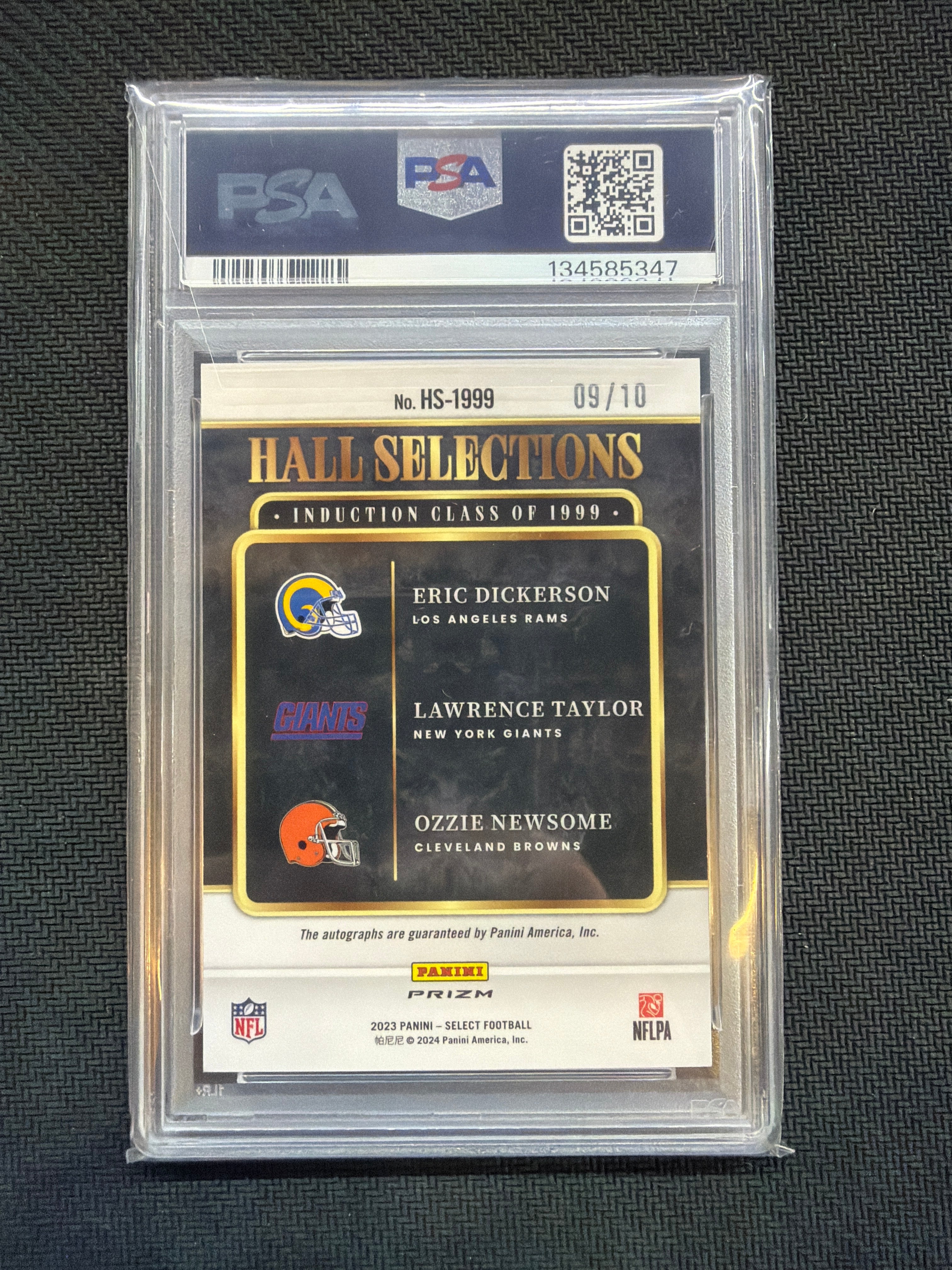 2023 Select Eric Dickerson Lawrence Taylor Ozzie Newsome Triple Auto Gold /10 PSA 10
