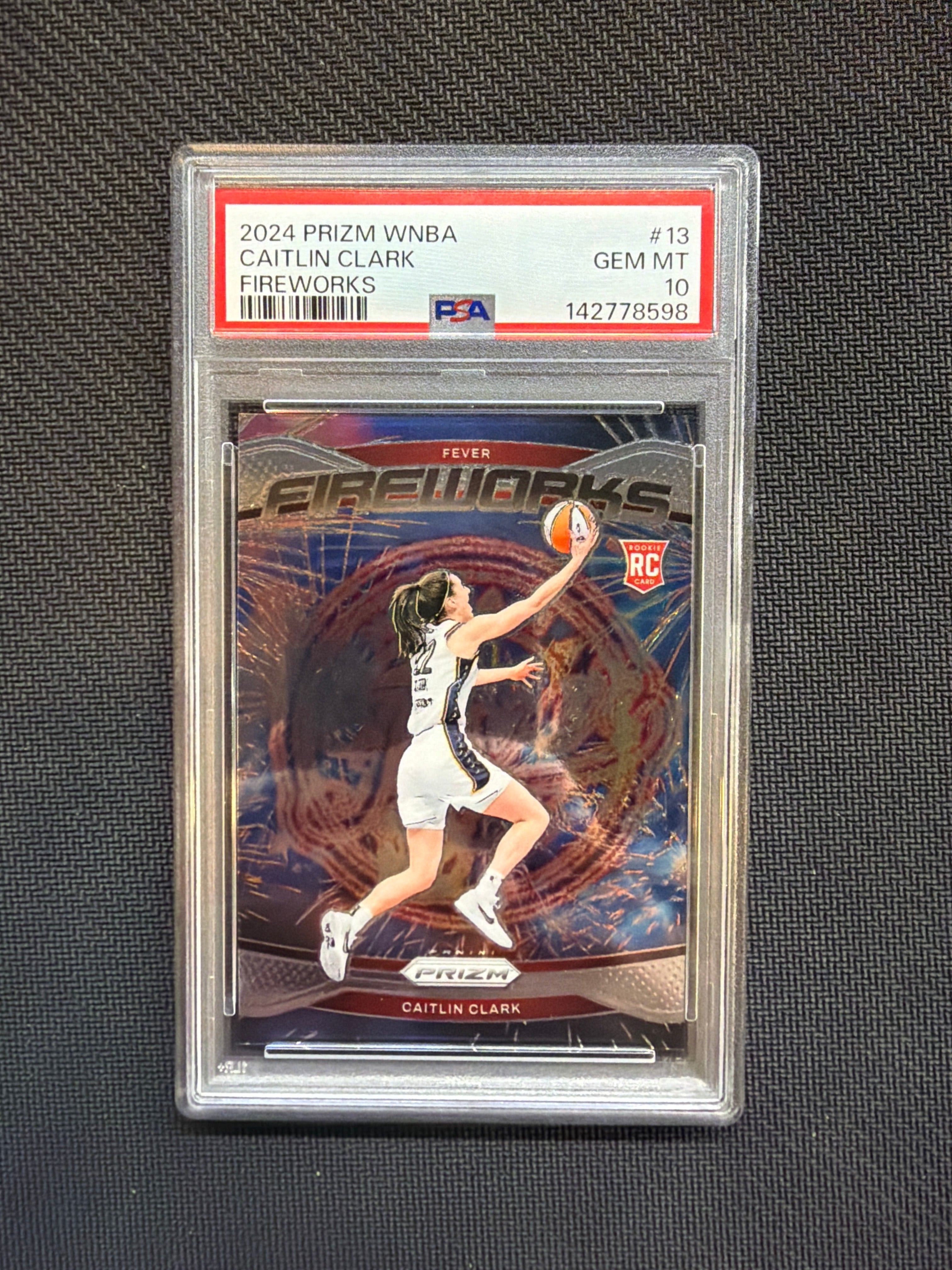2024 Panini Prizm WNBA Caitlin Clark Rookie Fireworks PSA 10