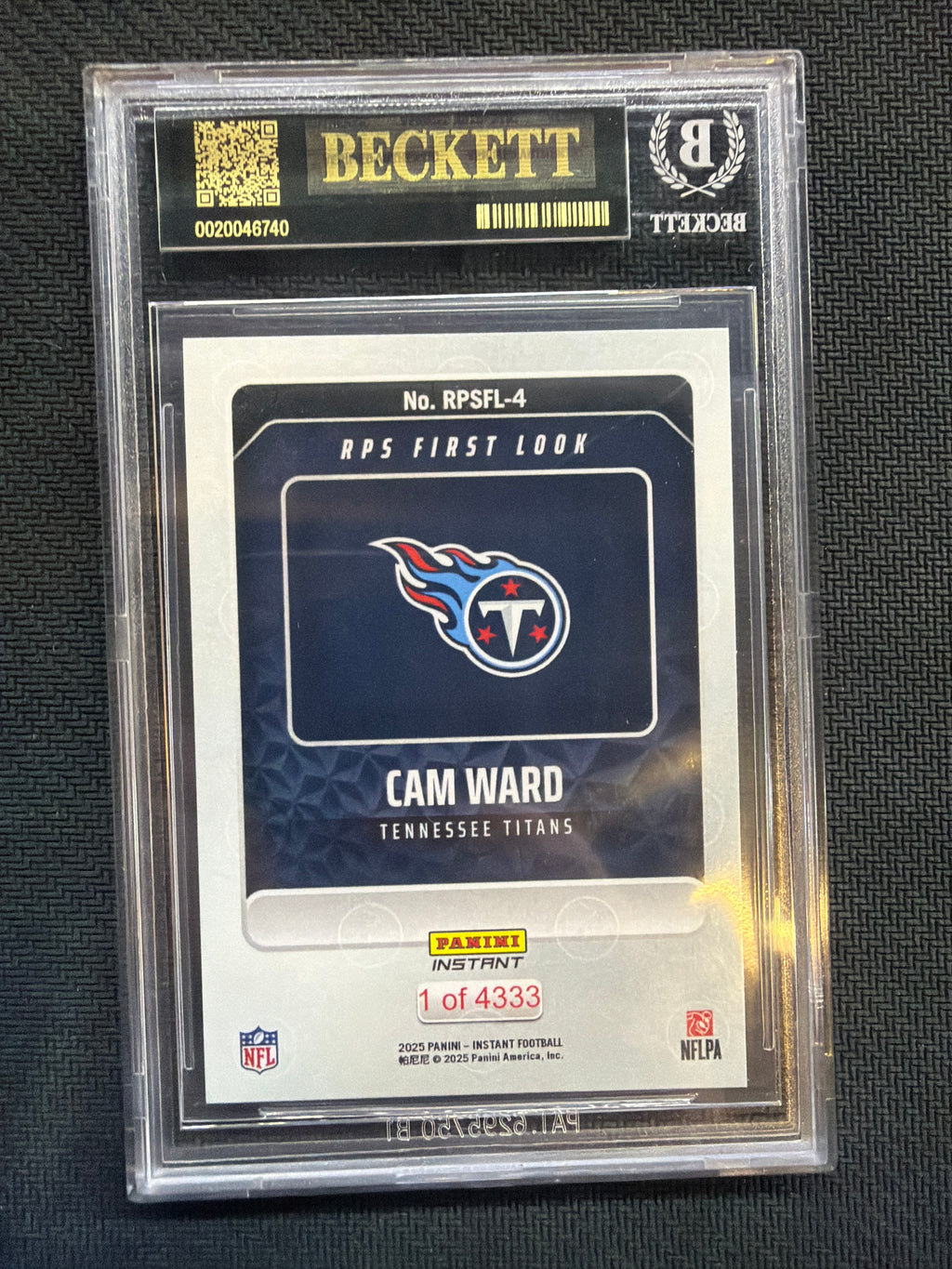 2025 Panini Instant Cam Ward Rookie First Look BGS 10 Black Label Titans 740