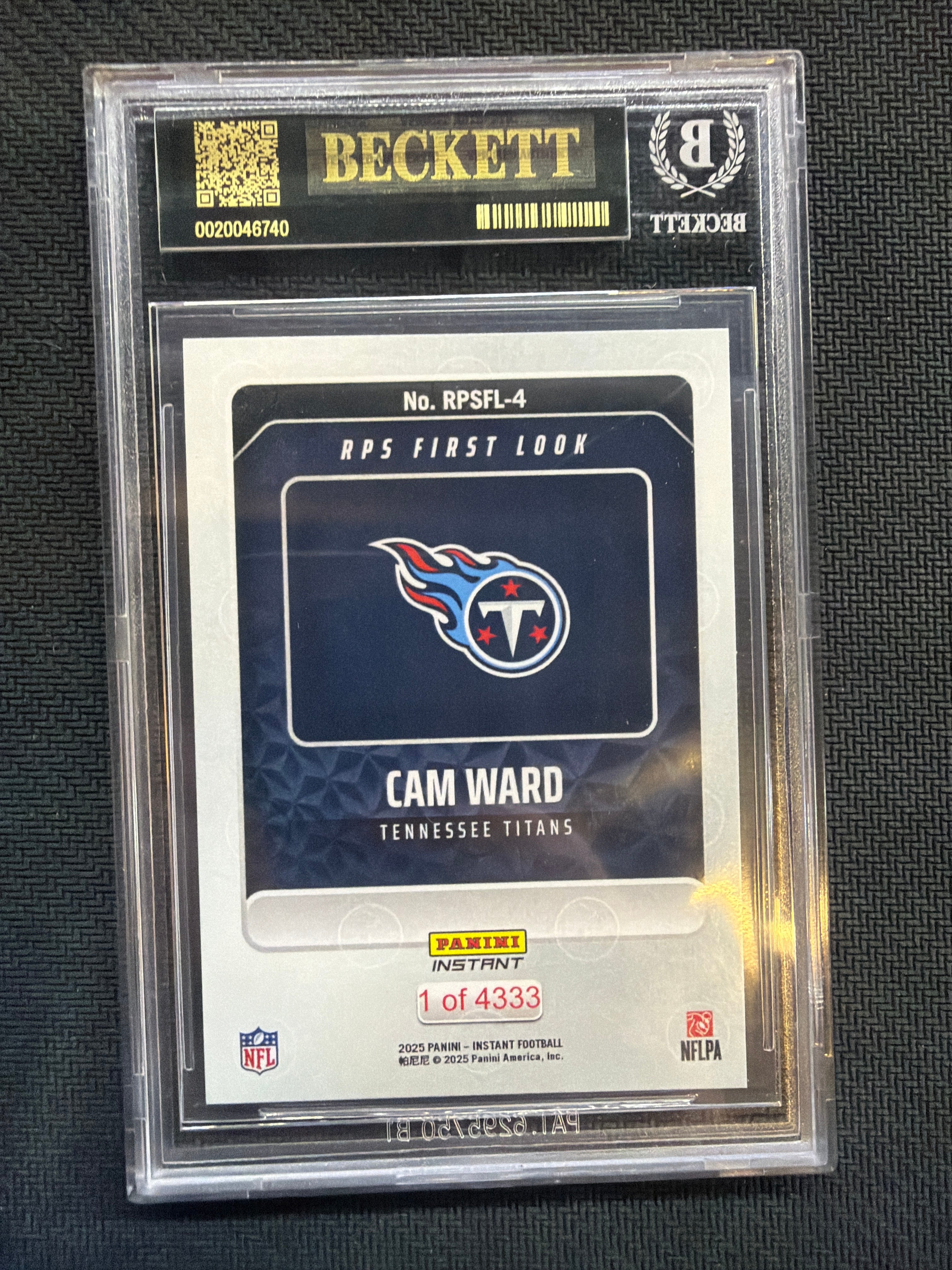2025 Panini Instant Cam Ward Rookie First Look BGS 10 Black Label Titans 740