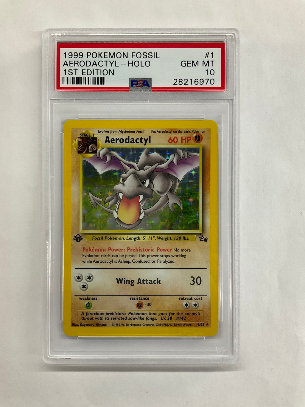1999 Pokemon Fossil Aerodactyl 1 Holo 1st Edition PSA 10