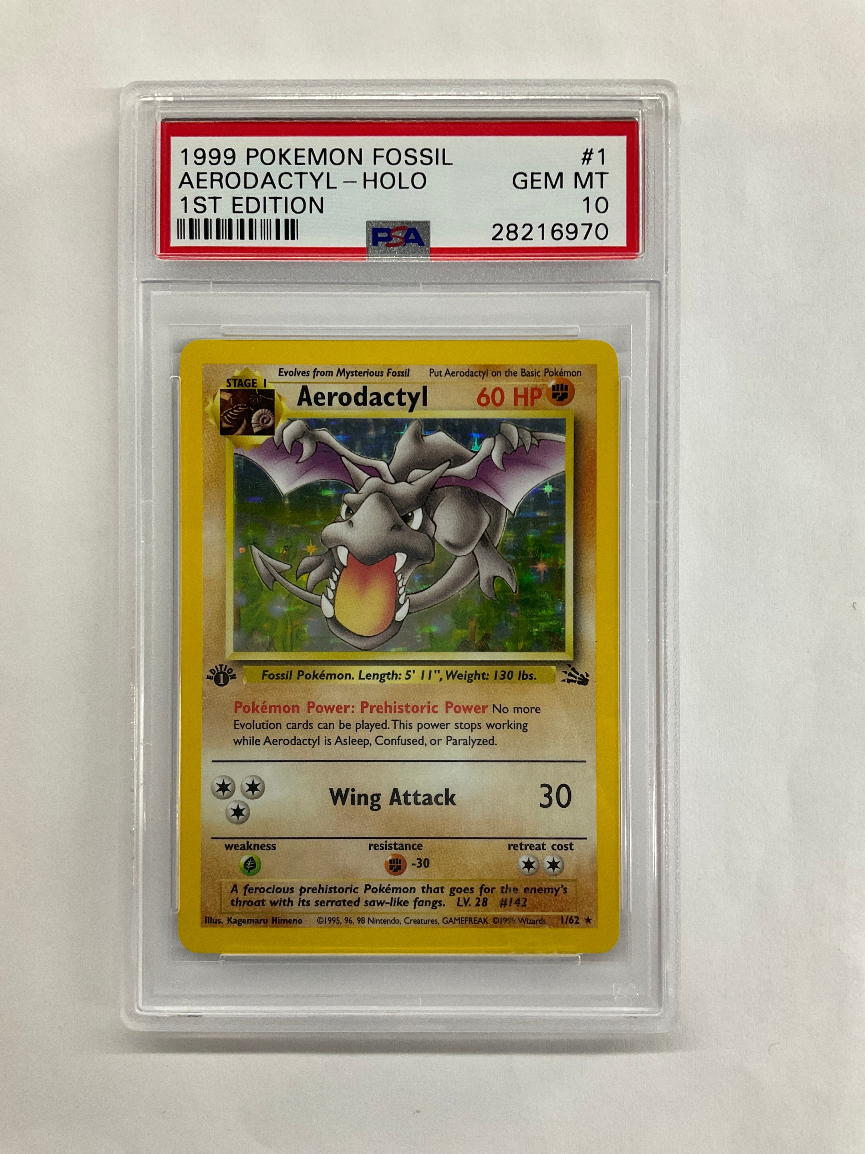 1999 Pokemon Fossil Aerodactyl 1 Holo 1st Edition PSA 10