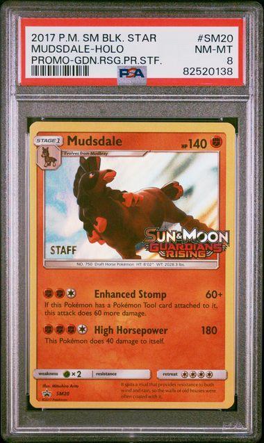 2017 Pokemon Staff Promo Mudslide Stamp Holo SM20 PSA 8
