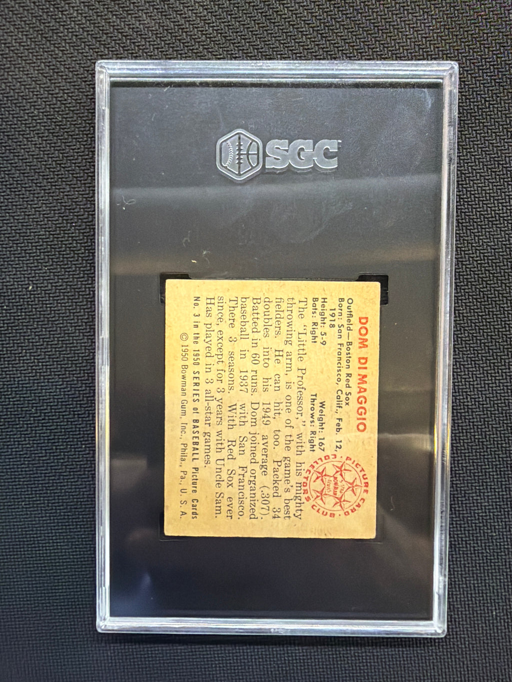 1950 Bowman #3 Don Dimaggio SGC 4.5