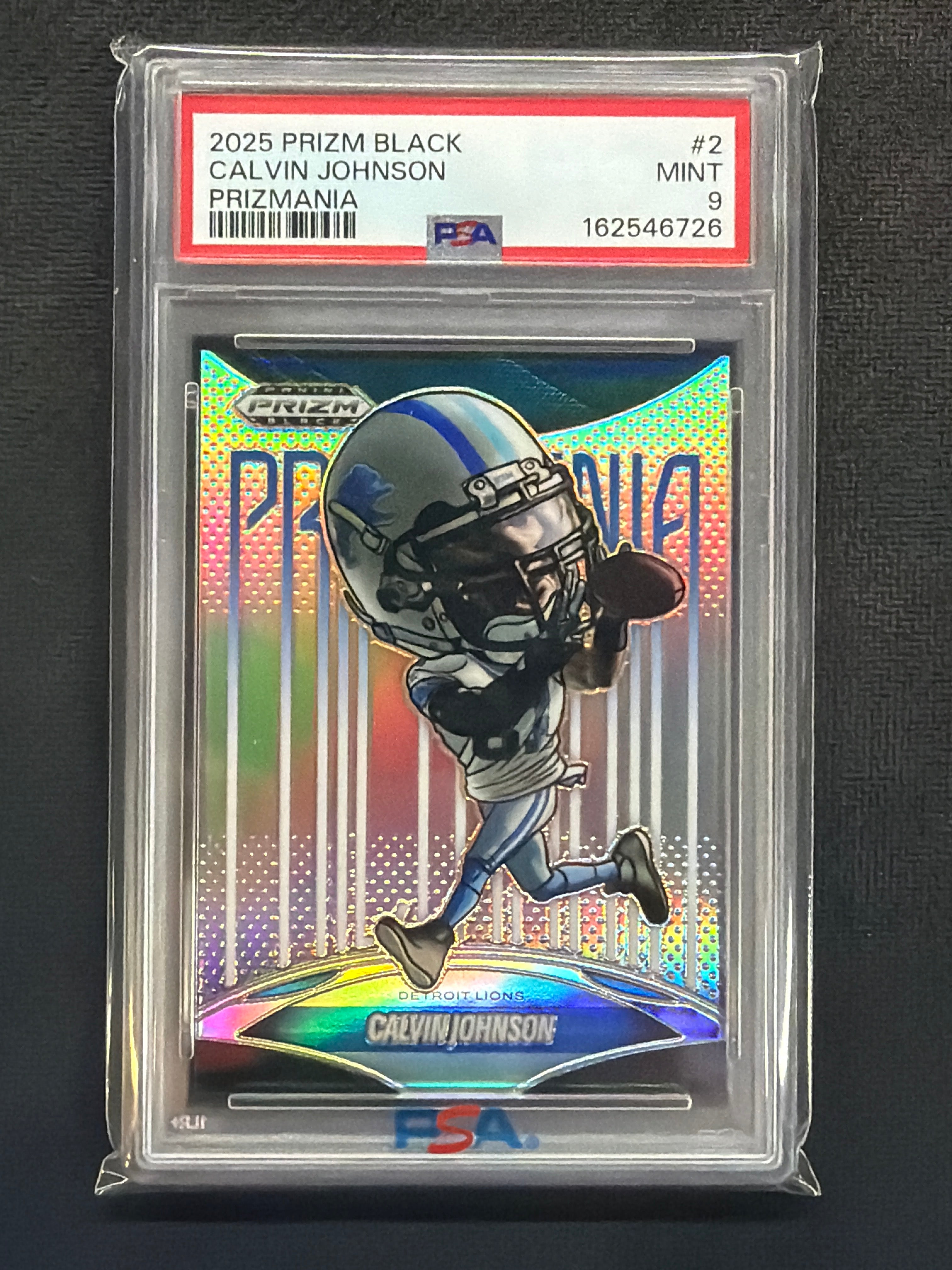 2025 Prizm Black Calvin Johnson Prizmania #2 PSA 9 726 Lions