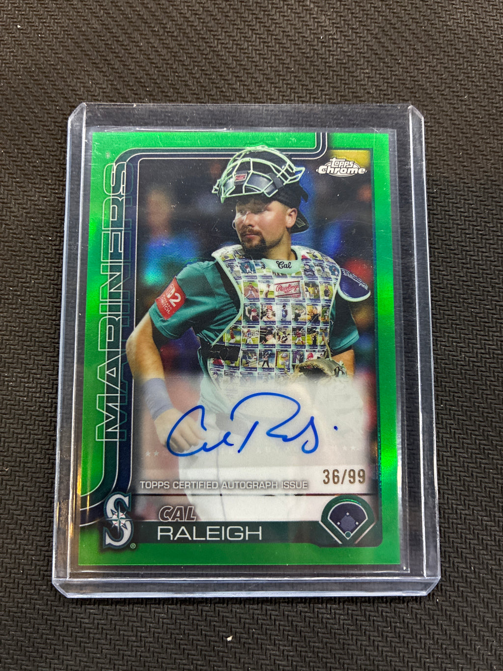 2025 Topps Chrome Update Cal Raleigh Green Refractor Auto /99 Mariners