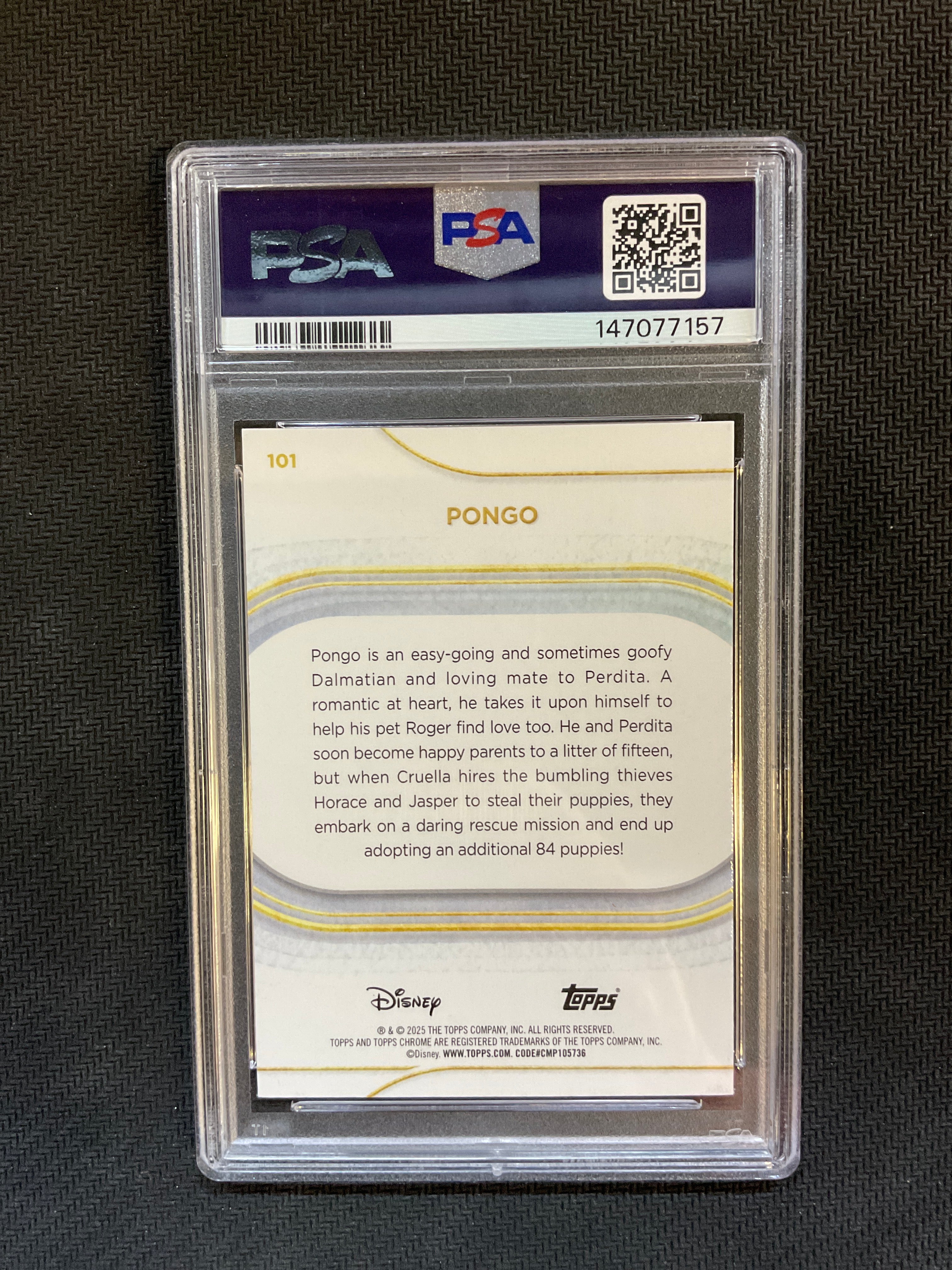 2025 Topps Chrome Disney Sapphire Pongo PSA 10