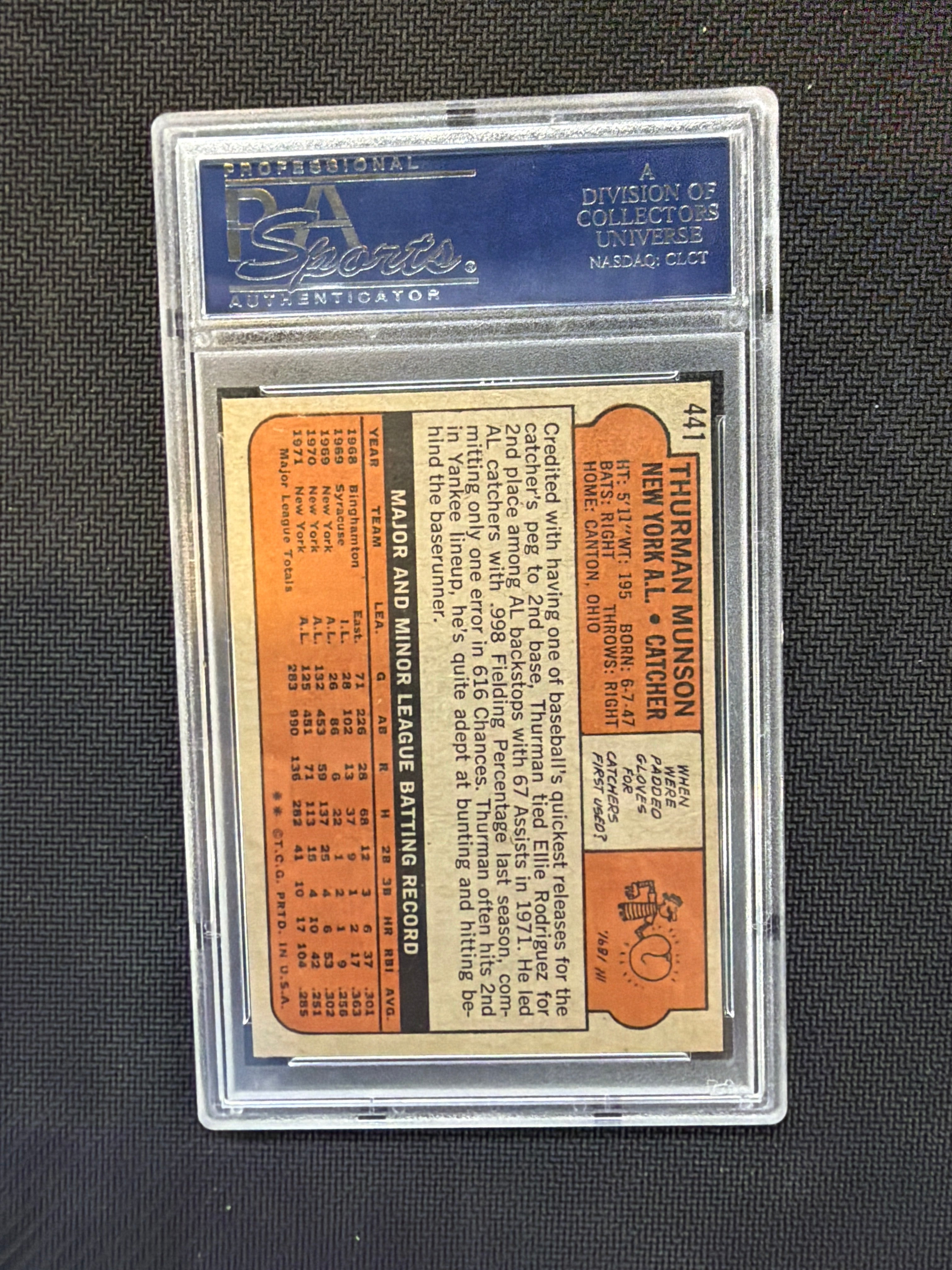 1972 Topps Thurman Munson #441 PSA 8 Yankees