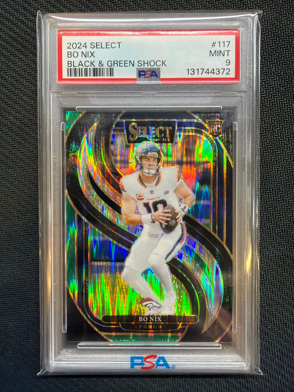 2024 Select Bo Nix Rookie Black & Green Shock PSA 9 372