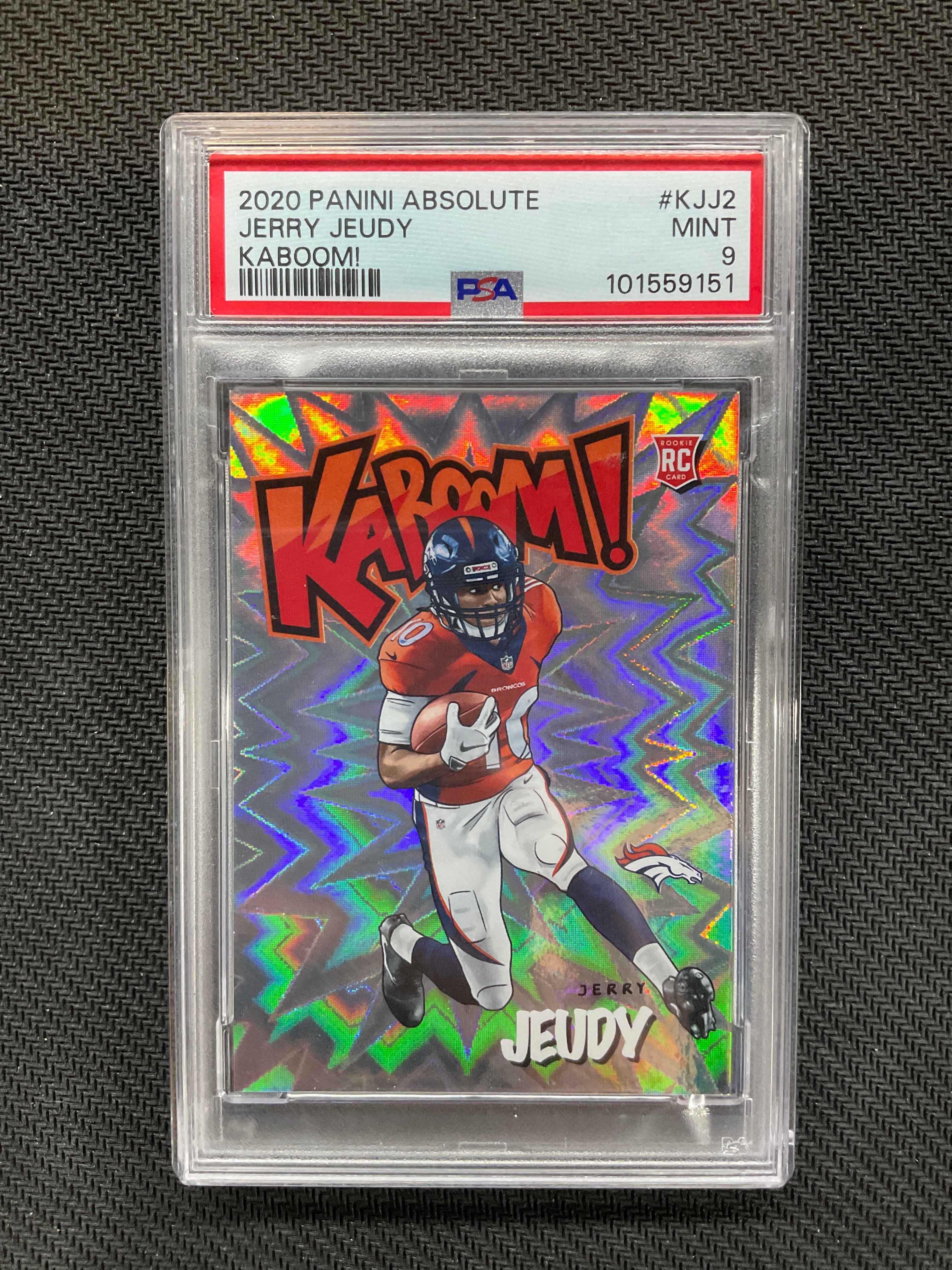 2020 Panini Absolute Jerry Jeudy Rookie Kaboom! PSA 9