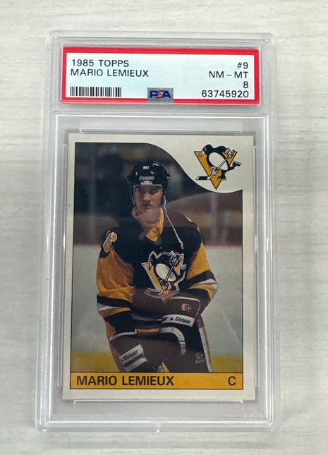 1985 Topps Mario Lemieux Rookie Hof PSA 8