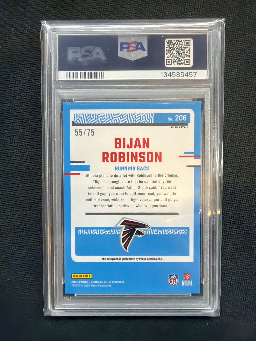 2023 Donruss Optic Bijan Robinson Auto Holo /75 PSA 9 457