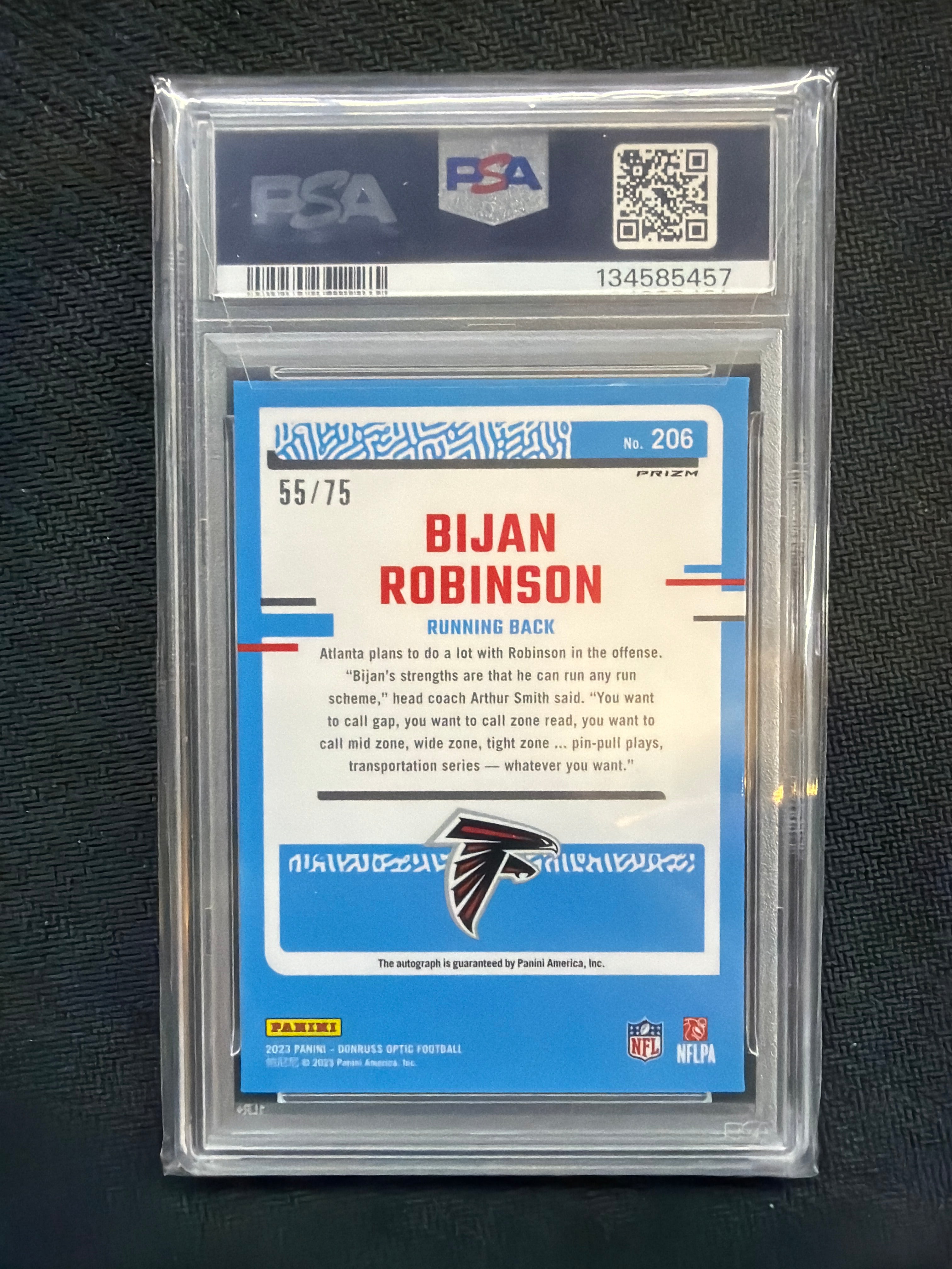 2023 Donruss Optic Bijan Robinson Auto Holo /75 PSA 9 457