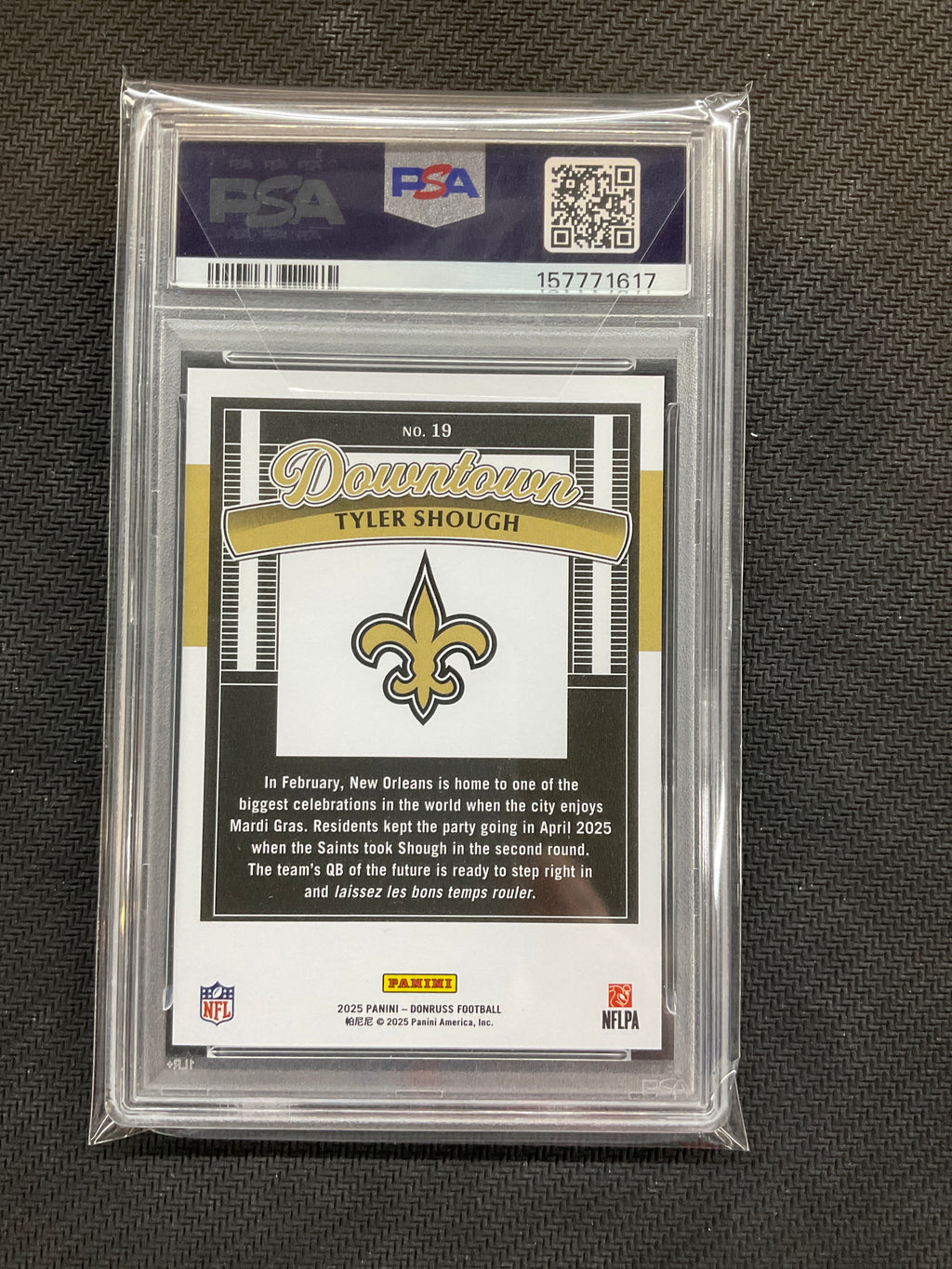 2025 Donruss Tyler Shough Rookie Downtown! PSA 8 617