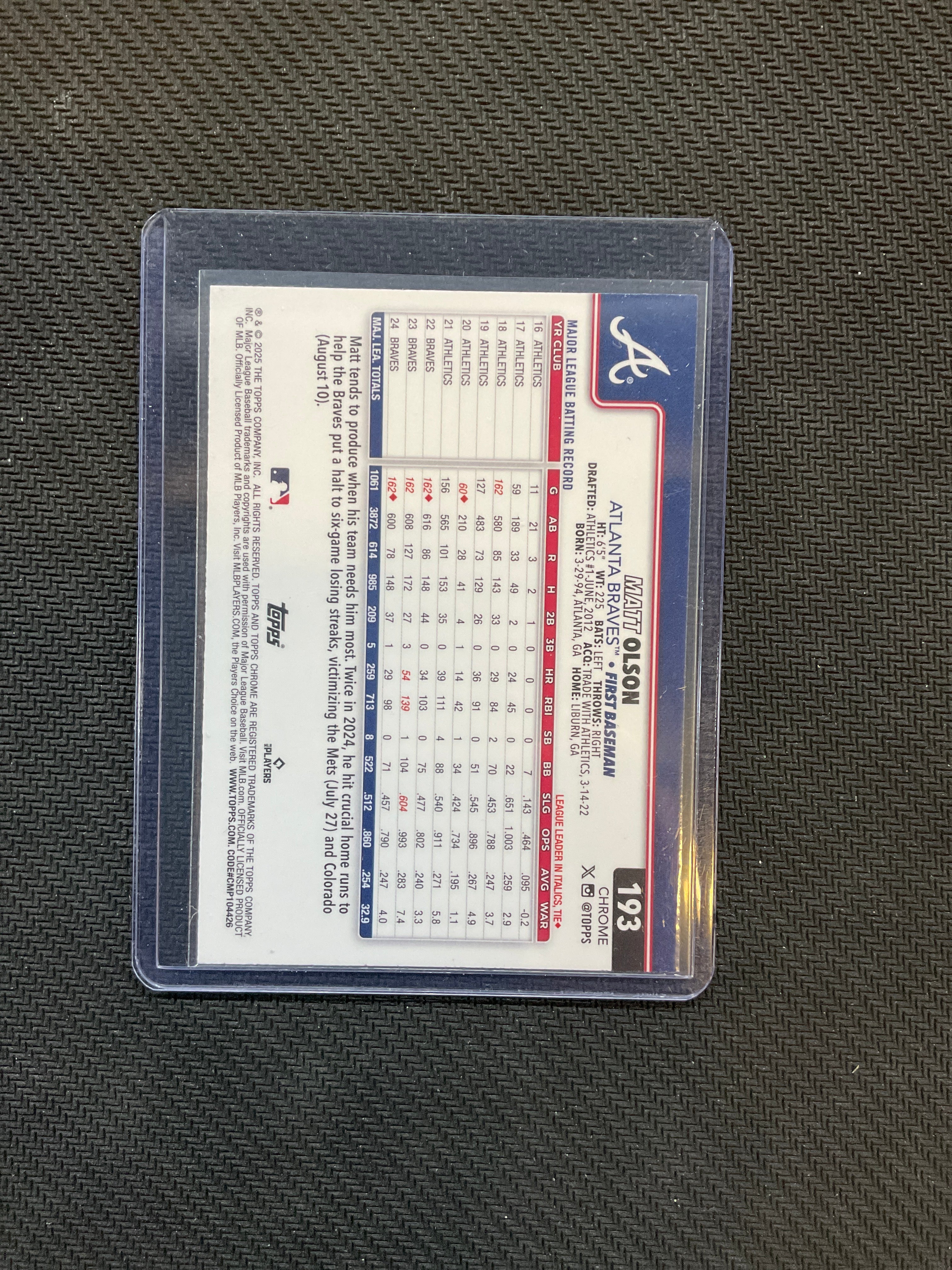 2025 Topps Chrome Logofractor Matt Olson Green /99 Braves