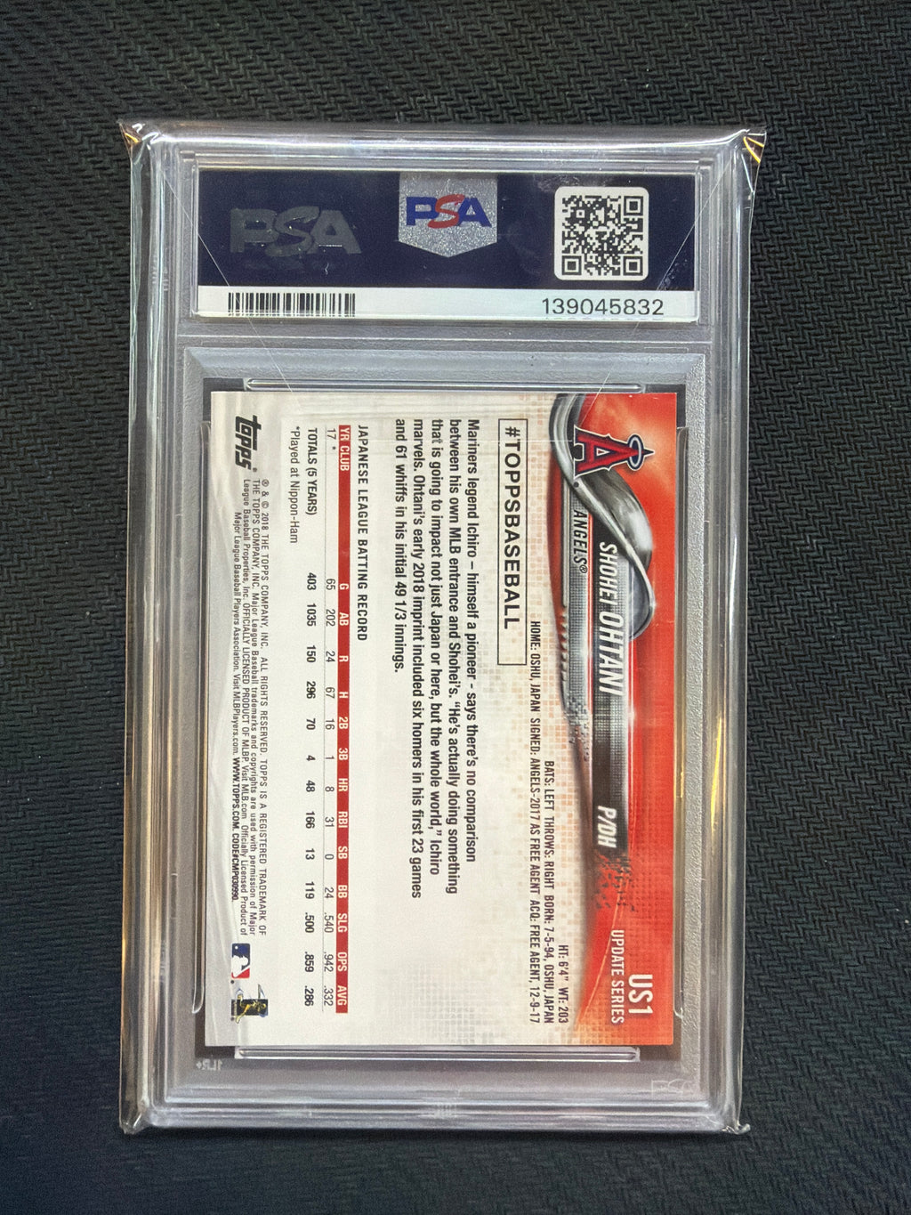 2018 Topps Update Shohei Ohtani Red Jersey PSA 9 Rookie Angels