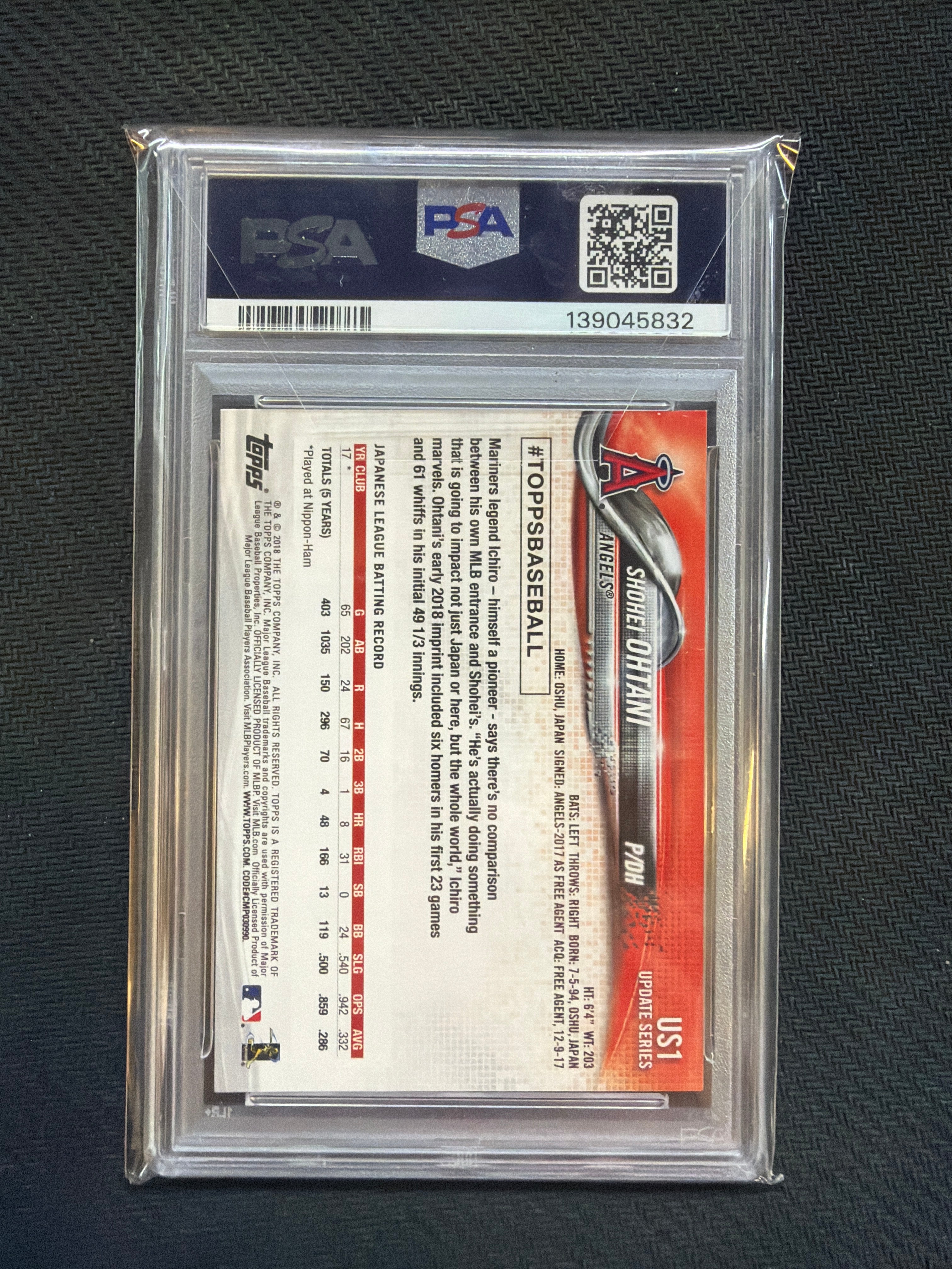 2018 Topps Update Shohei Ohtani Red Jersey PSA 9 Rookie Angels