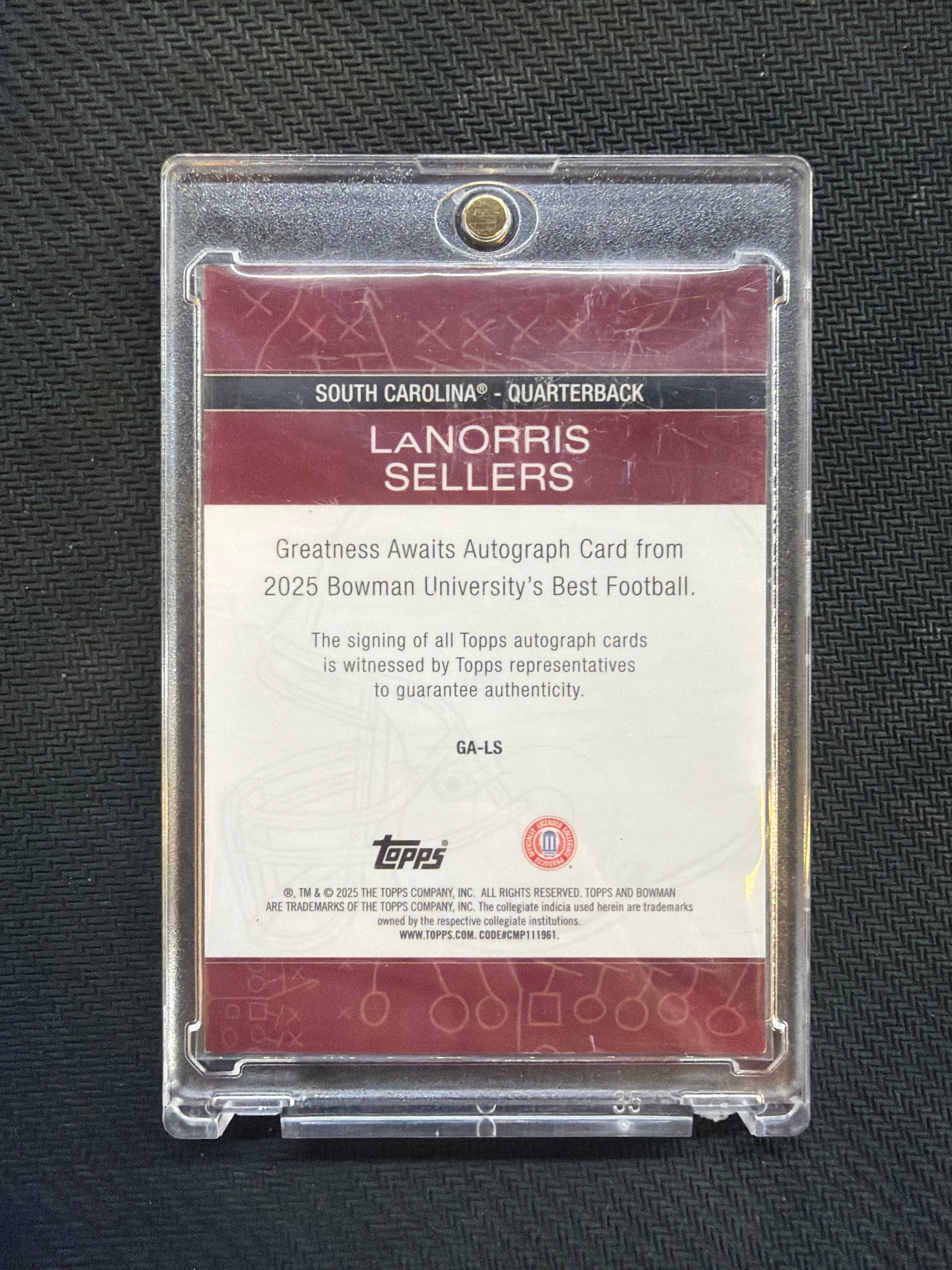 2025 Bowman Best U Lannoris Sellers Greatness Awaits Auto Gold /50 South Carolina