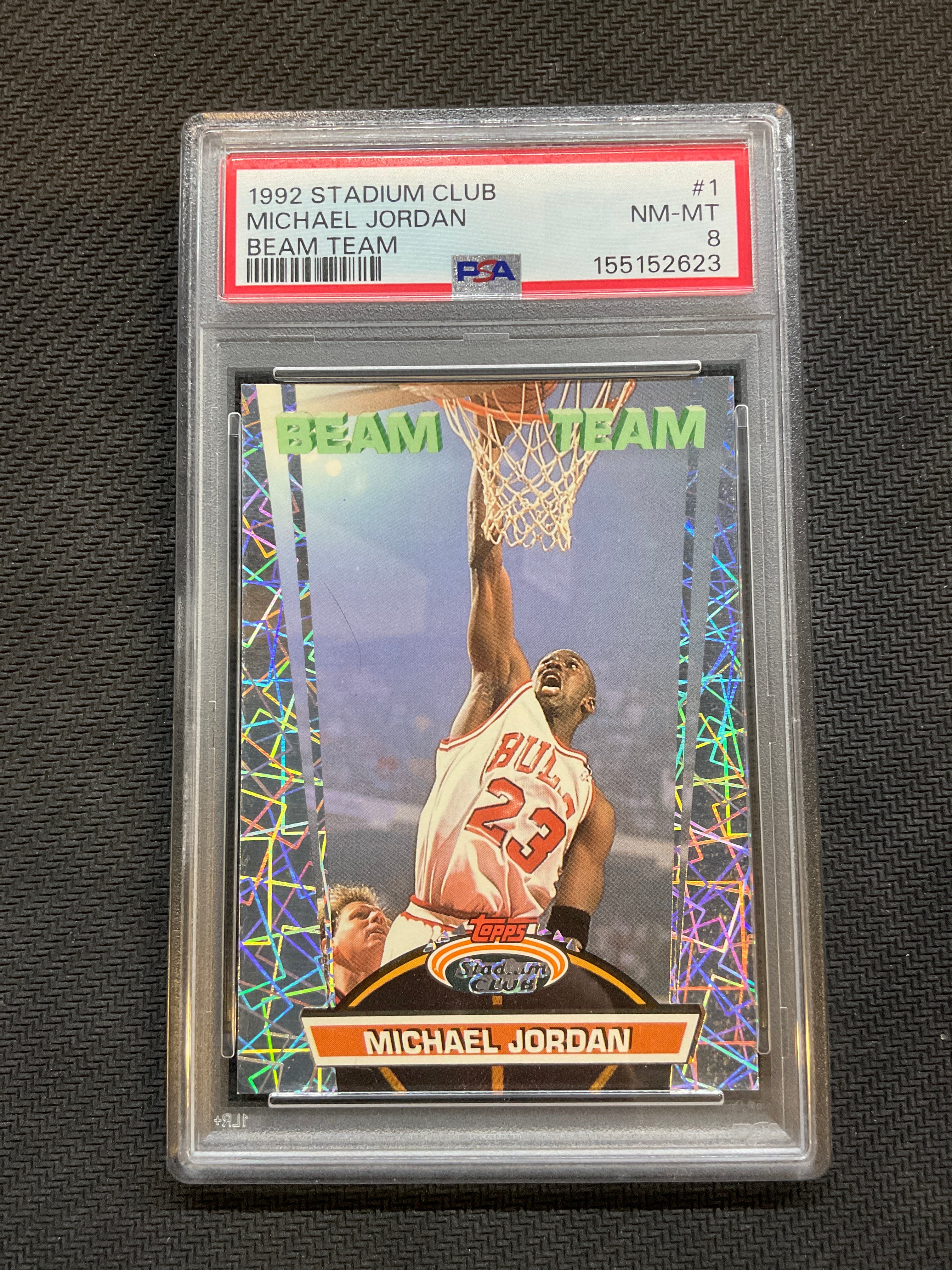 1992 Stadium Club Michael Jordan Beam Team PSA 8 Bulls