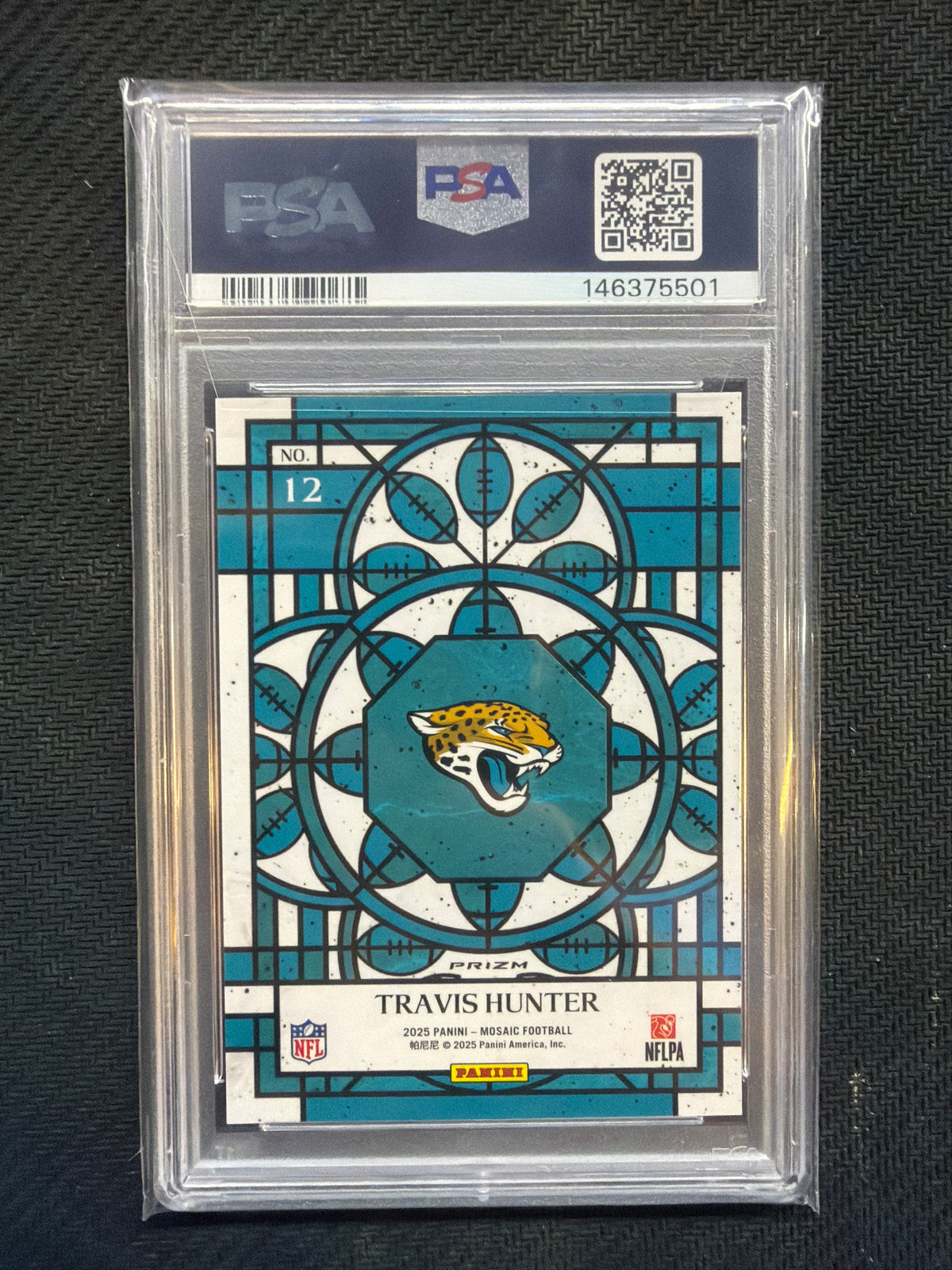 2024 mosaic Travis Hunter Stained Glass #12 Rookie PSa 8 501