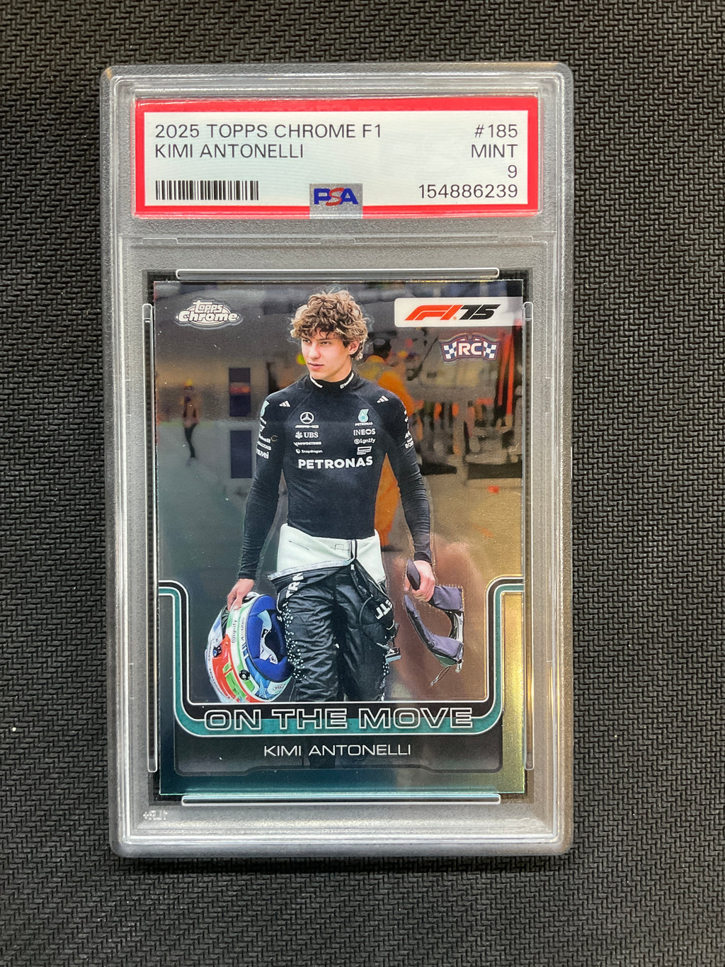 2025 Topps Chrome F1 Kimi Antonelli On The Move PSA 9