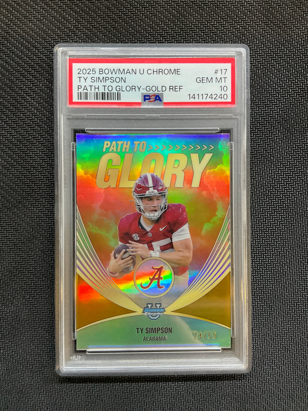 2025 Bowman U Chrome Ty Simpson Path To Glory Gold /50 PSA 10 Alabama