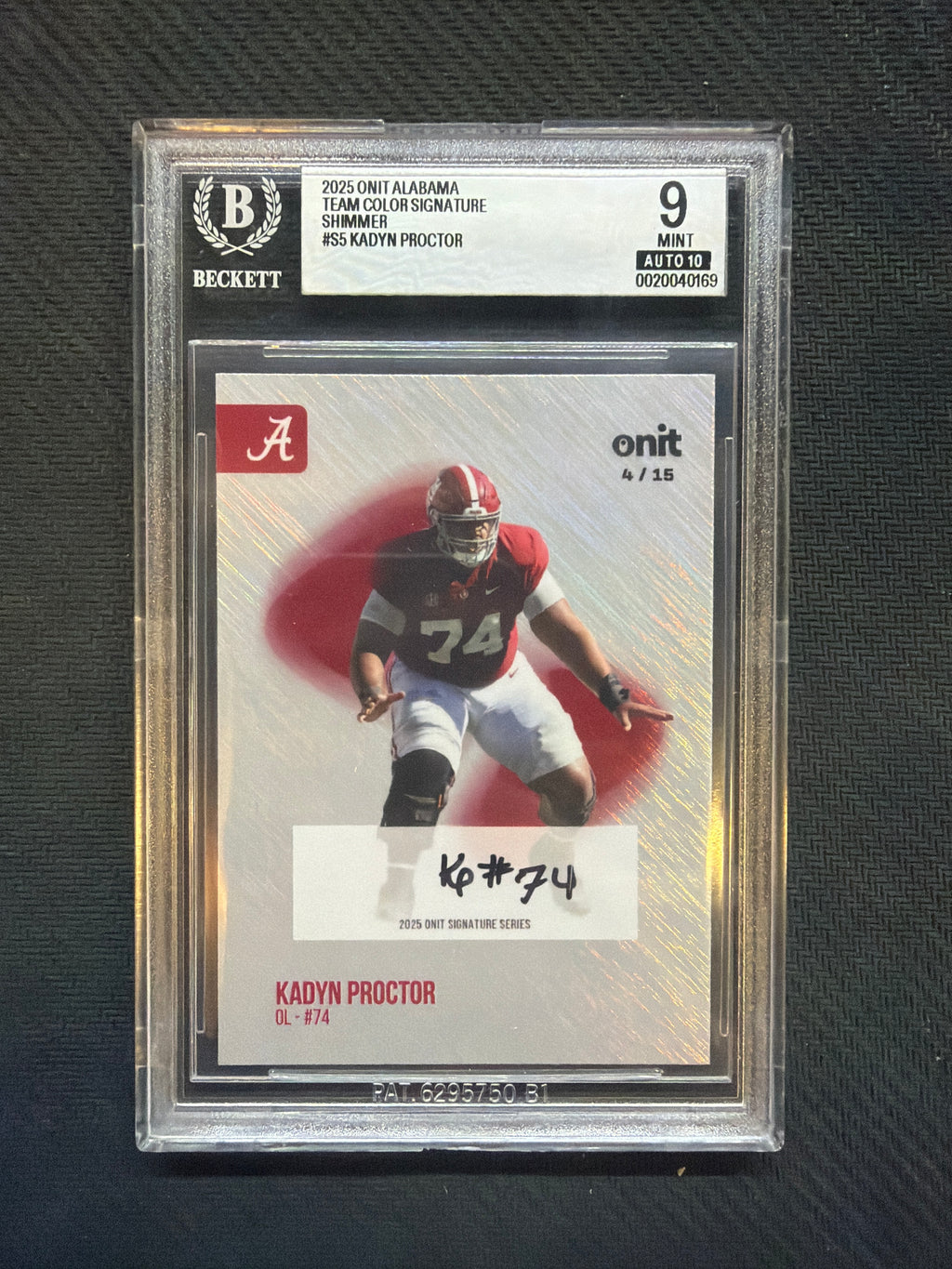 2025 Onit Alabama Kadyn Proctor Shimmer Auto /15 BGS 9 Auto 10 Alabama