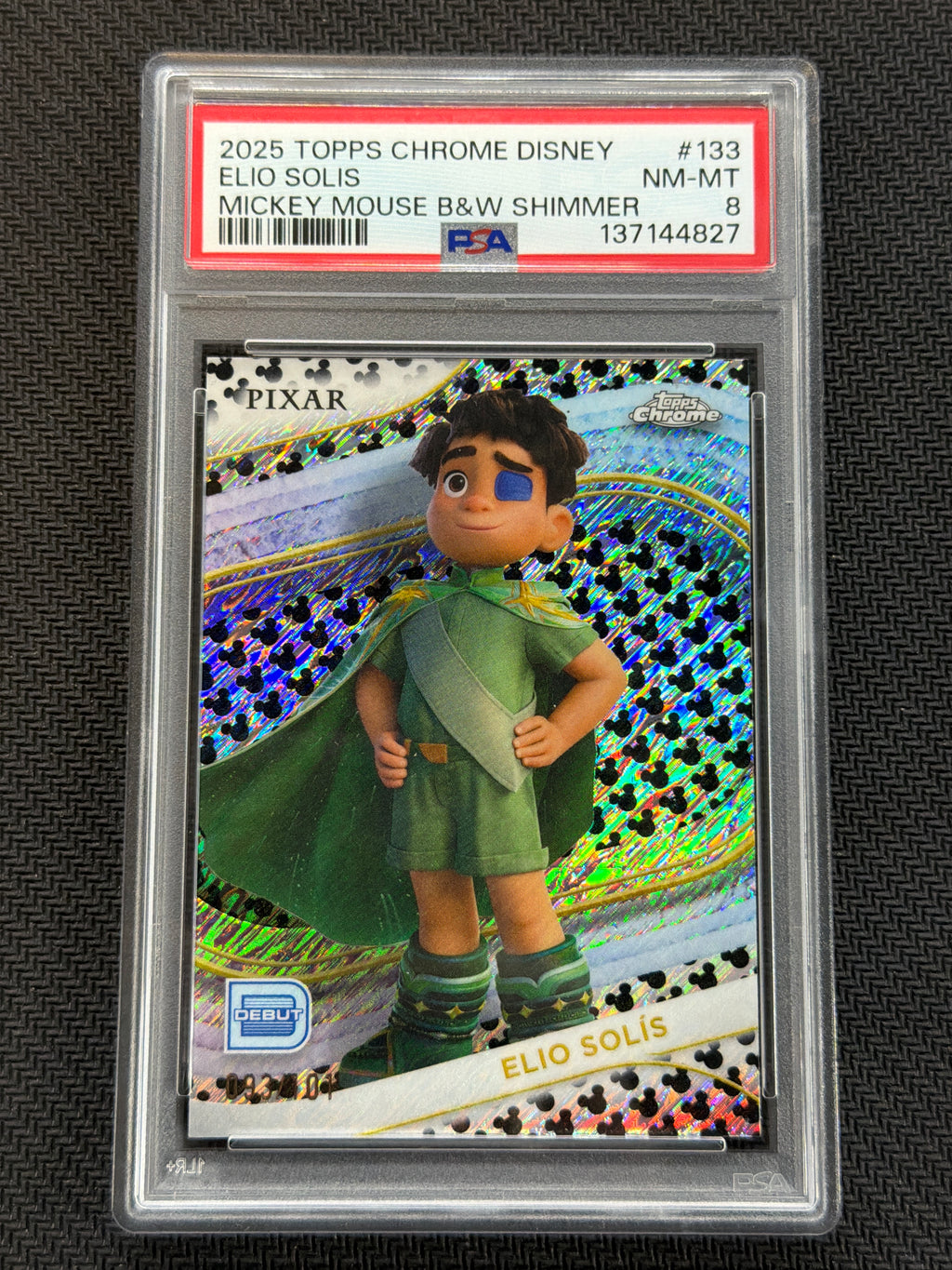 2025 Topps Chrome Disney Elio Solis Black & White /101 PSA 8 827