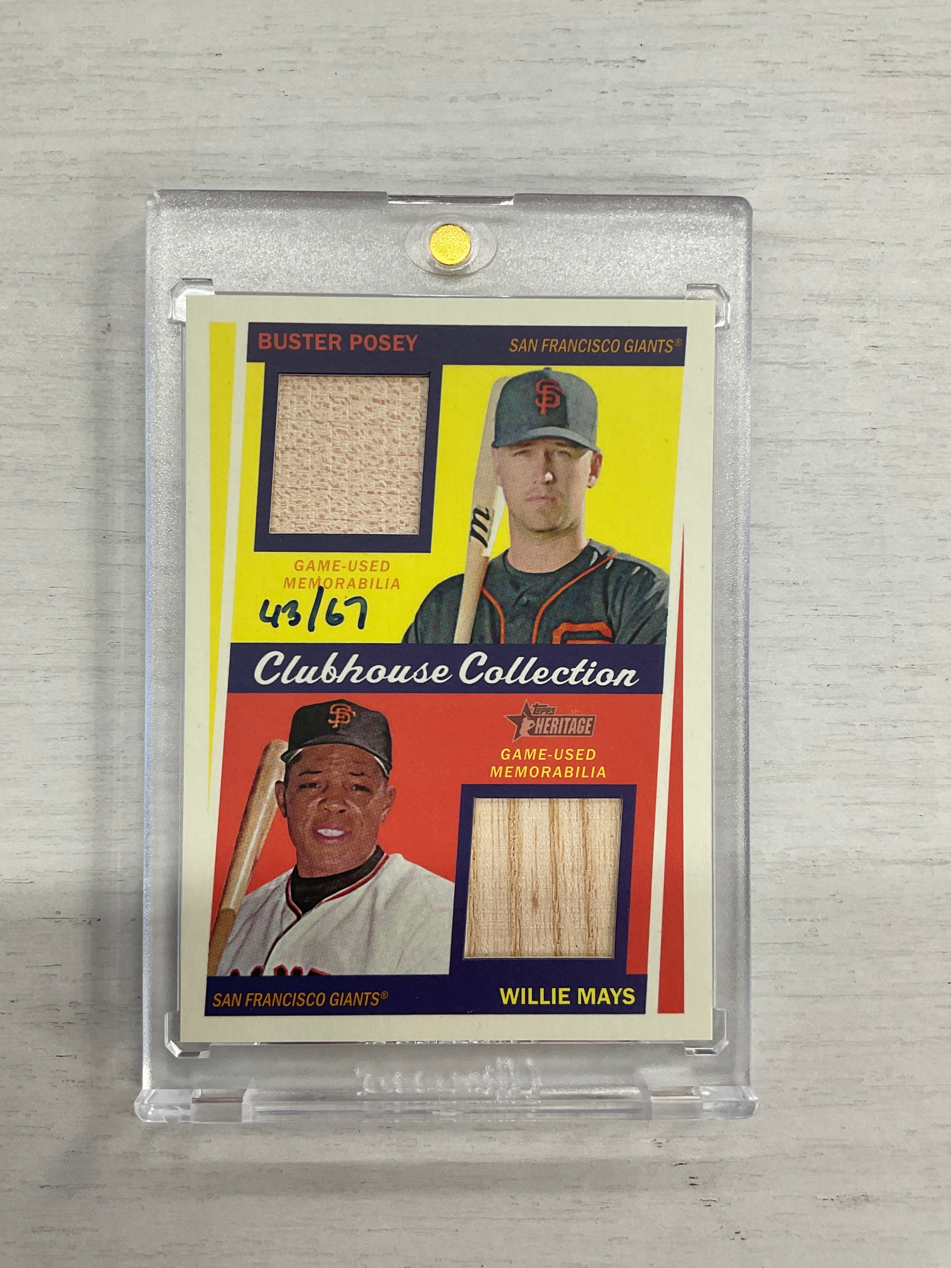 2016 Topps Heritage Willie Mays Buster Posey Bat Patch Relic /67