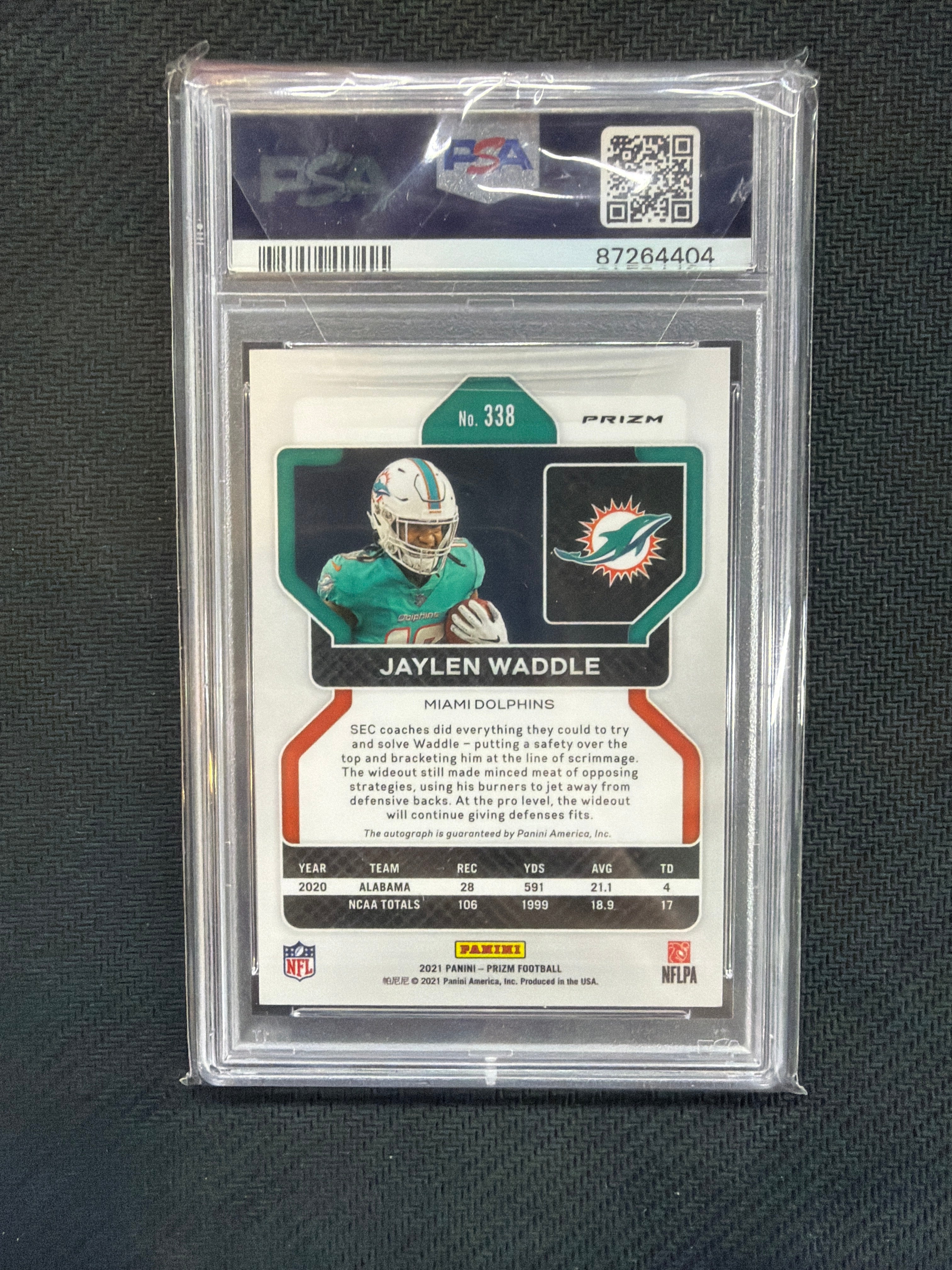 2021 Prizm Jaylen Waddle Rookie Auto PSA 10 Alabama
