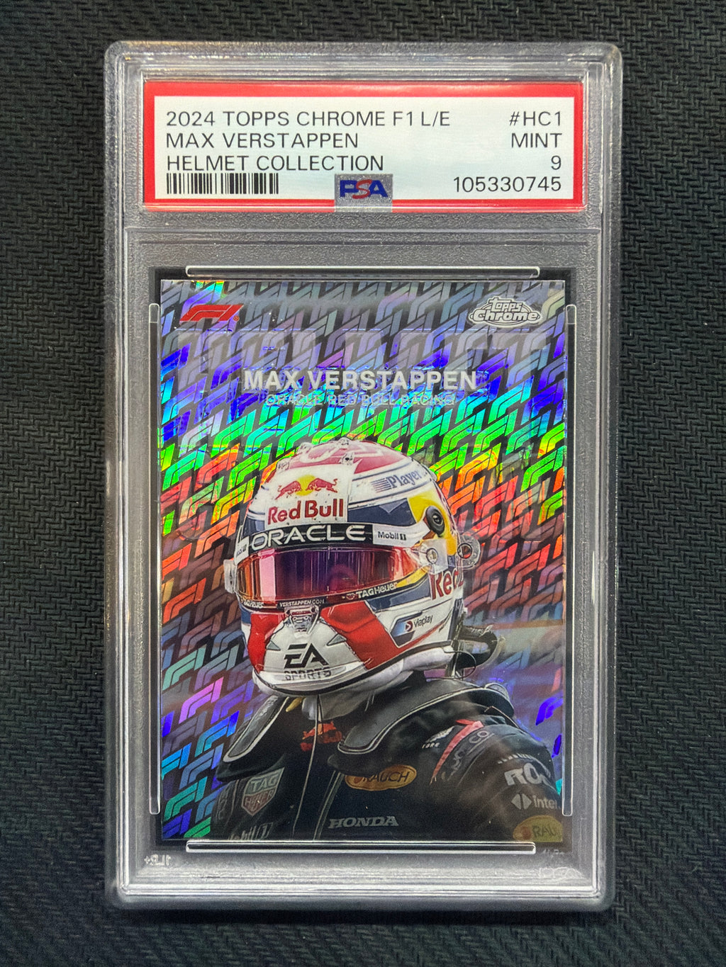 2024 Topps Chrome F1 Logofractor Max Verstappen Helmet PSA 9 Red Bull