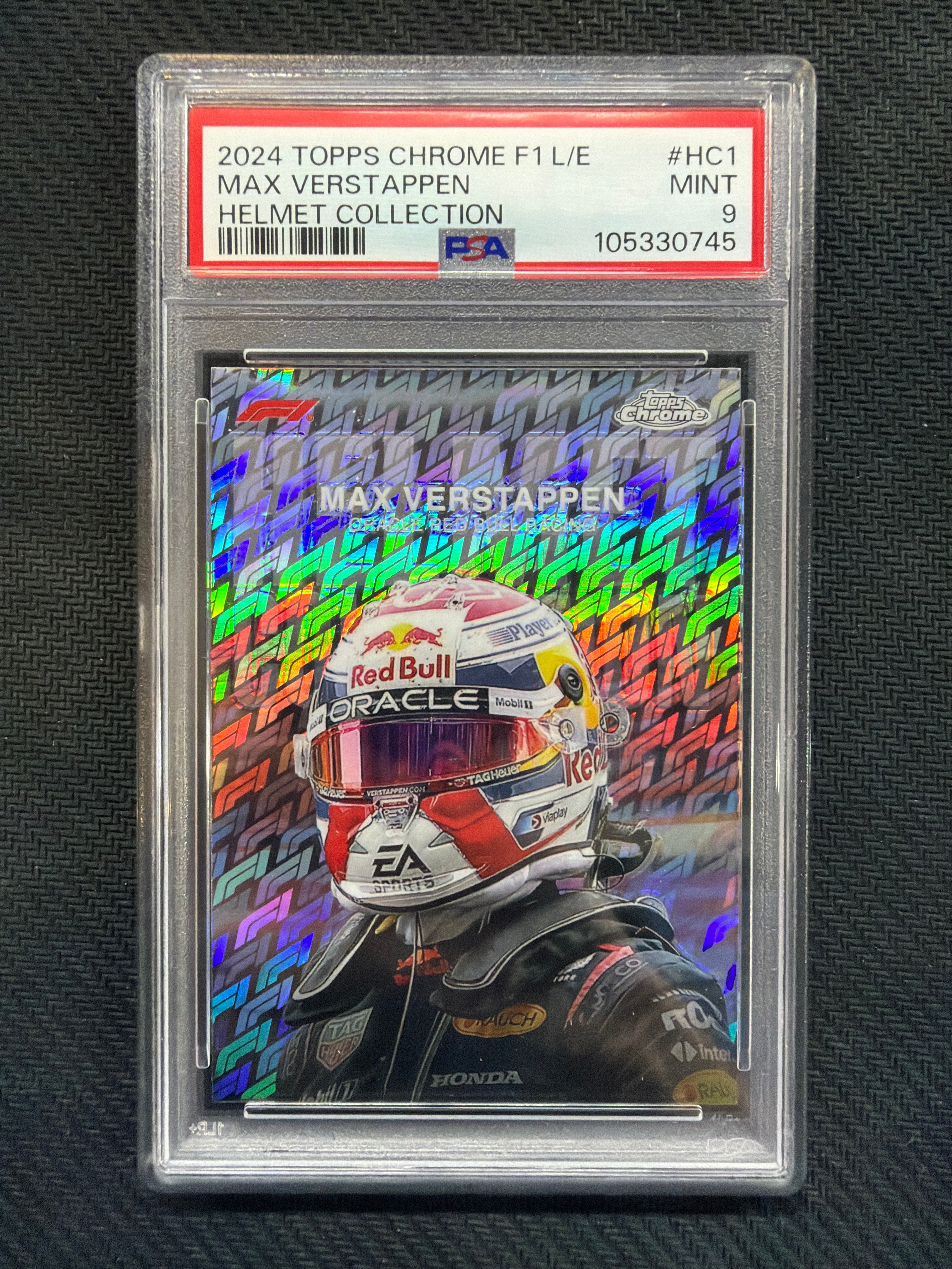 2024 Topps Chrome F1 Logofractor Max Verstappen Helmet PSA 9 Red Bull