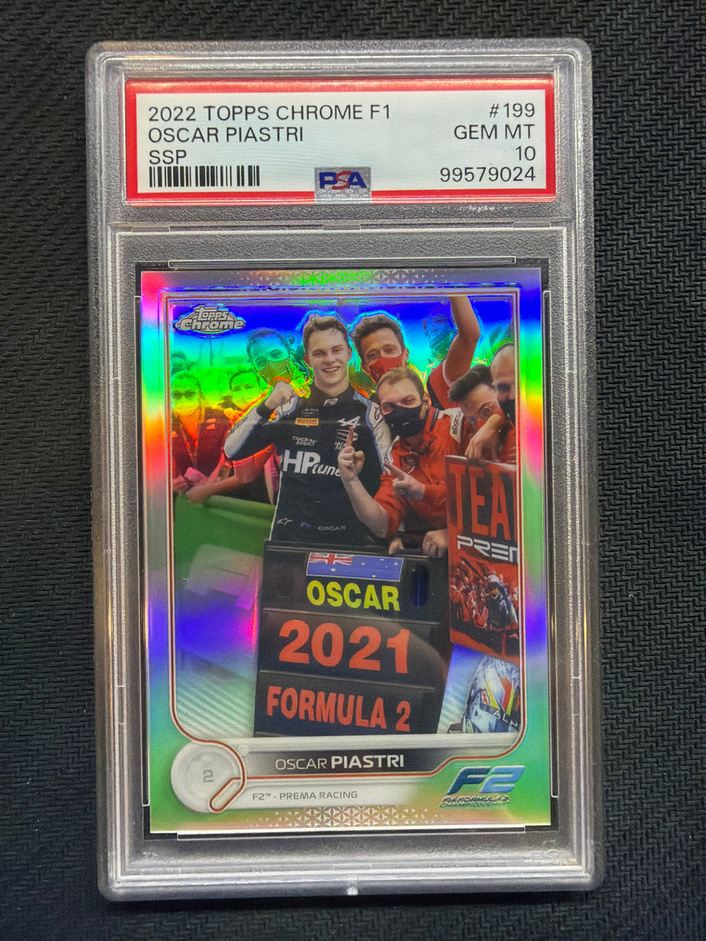 2020 Topps Chrome F1 Oscar Piastri Rookie SSP Image Variation #199 PSA 10 024