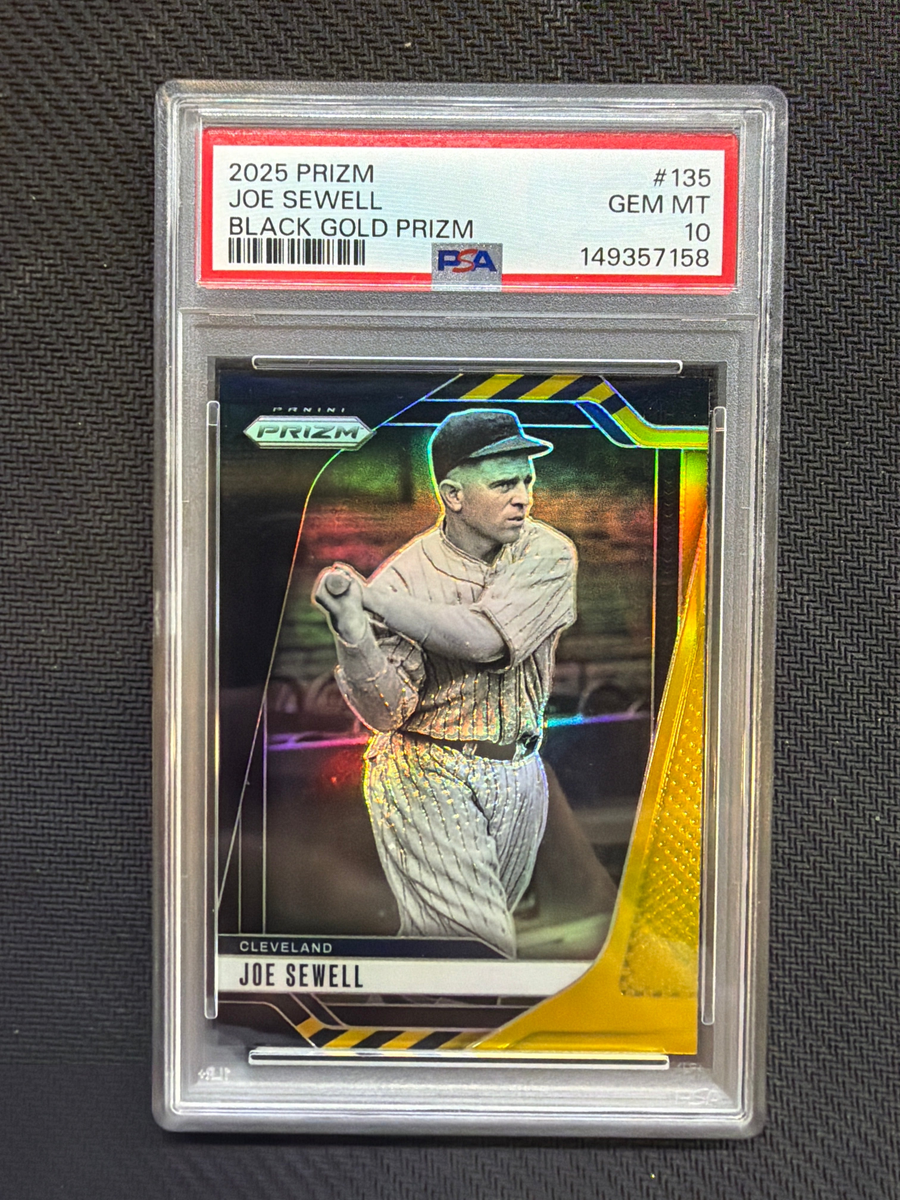 2025 Prizm Joe Sewell Black Gold Prizm /5 PSA 10