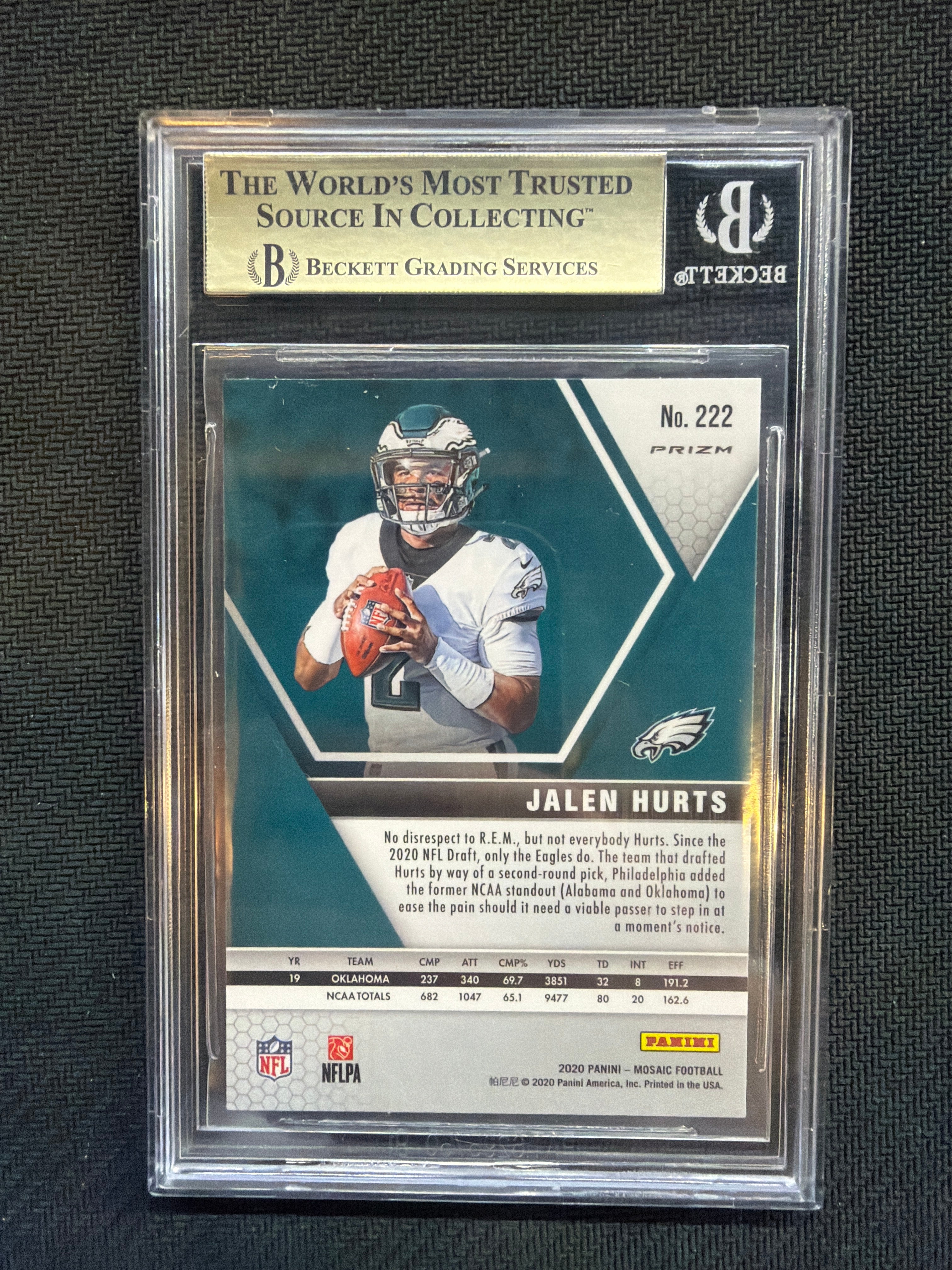 2020 Panini Mosaic Jalen Hurts Mosaic Reactive Gold BGS 9.5