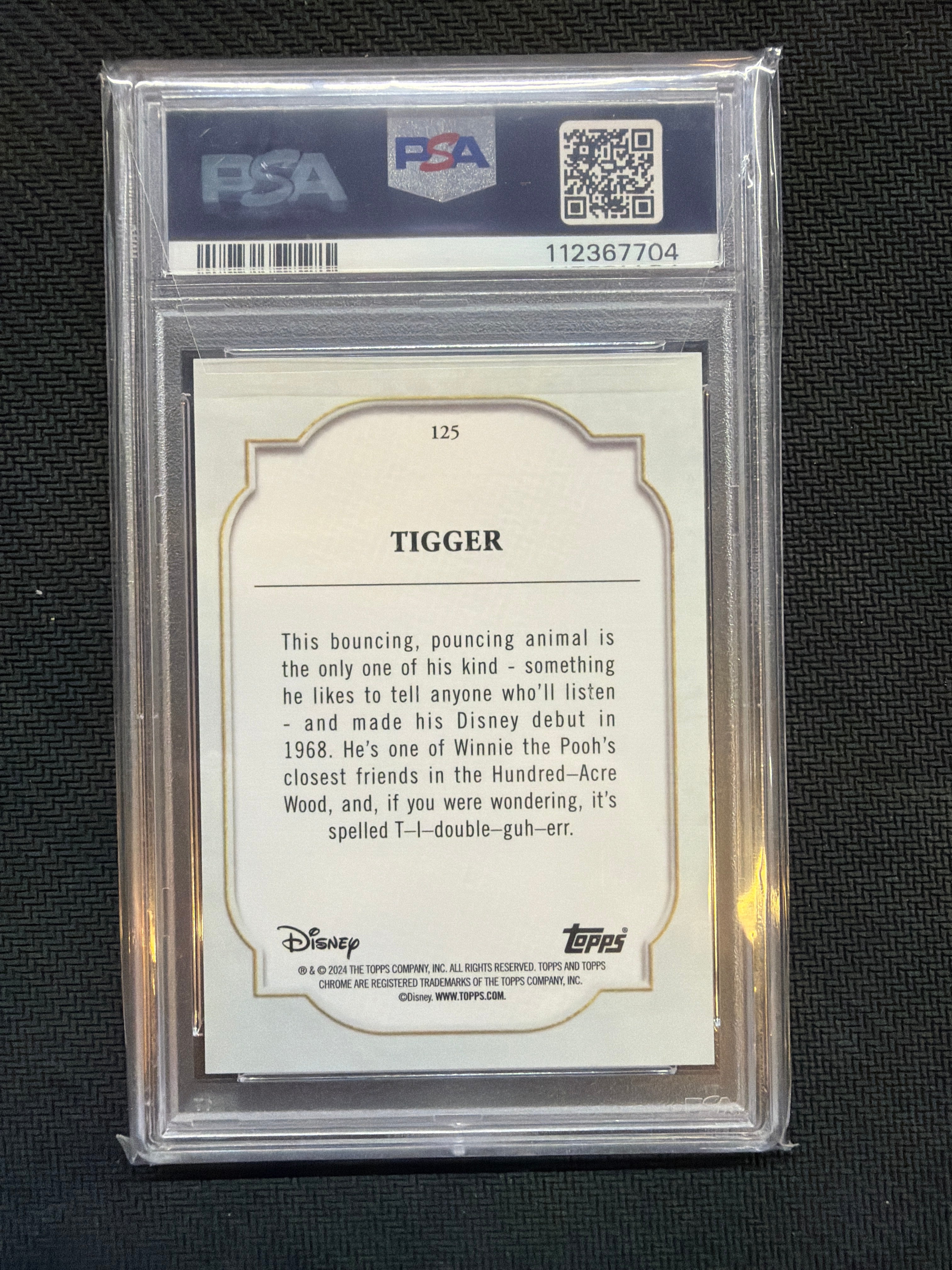 2024 Topps Chrome Disney Tigger /150 Purple & Green PSA 10