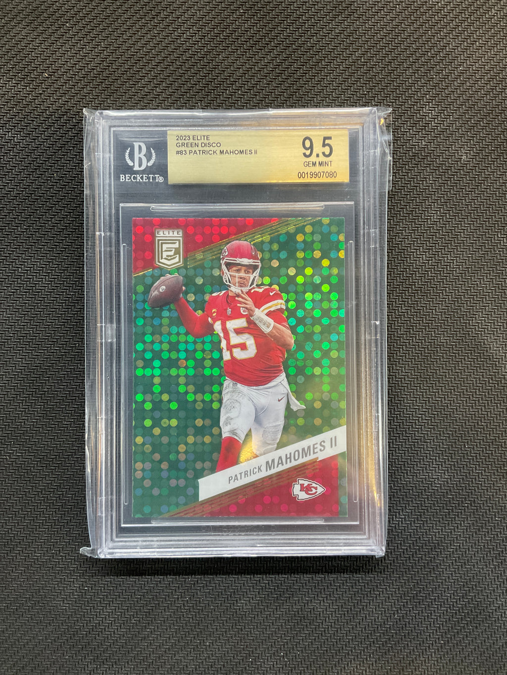 2023 Donruss Elite Patrick Mahomes II Green Disco BGS 9.5
