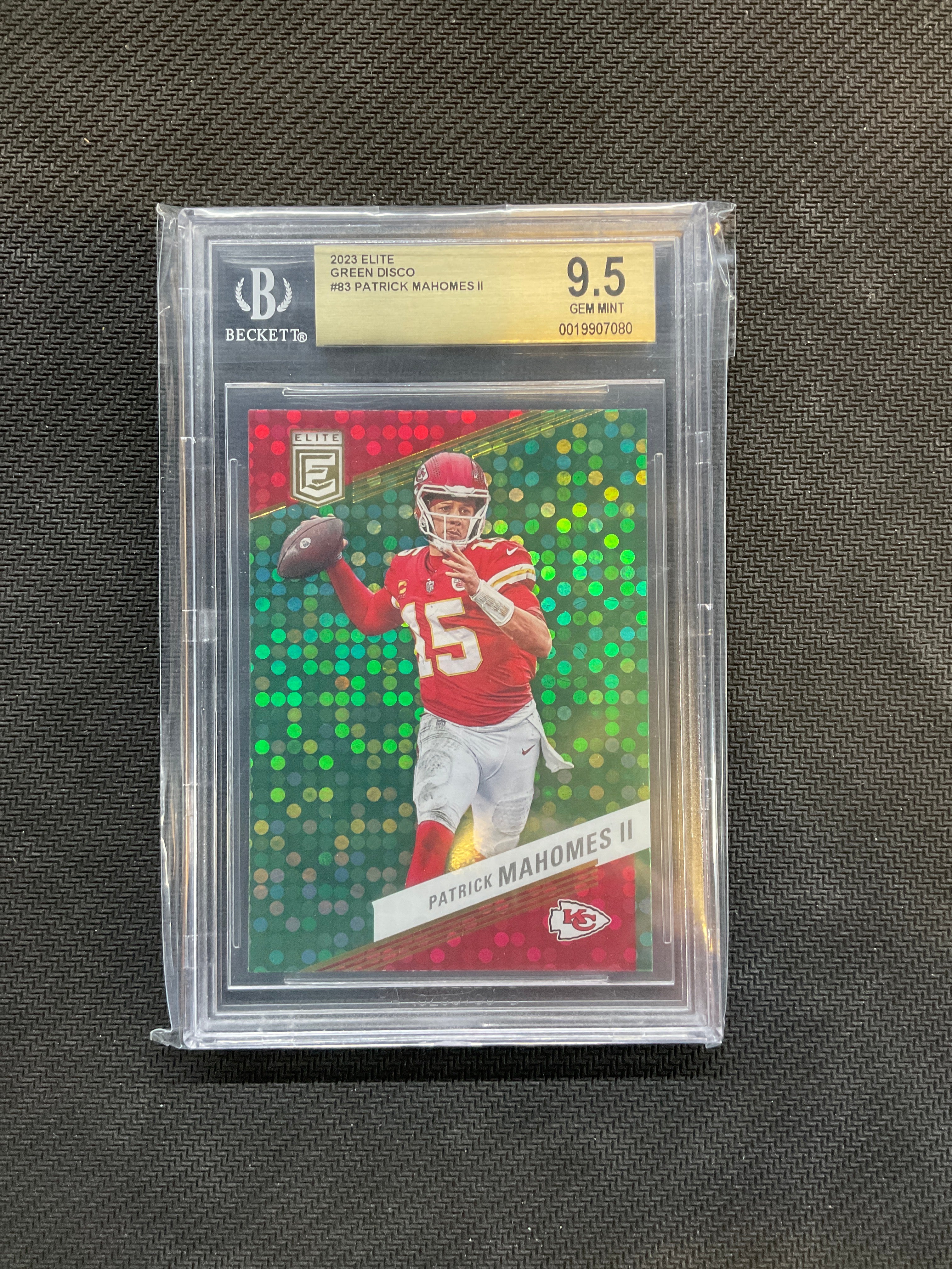 2023 Donruss Elite Patrick Mahomes II Green Disco BGS 9.5