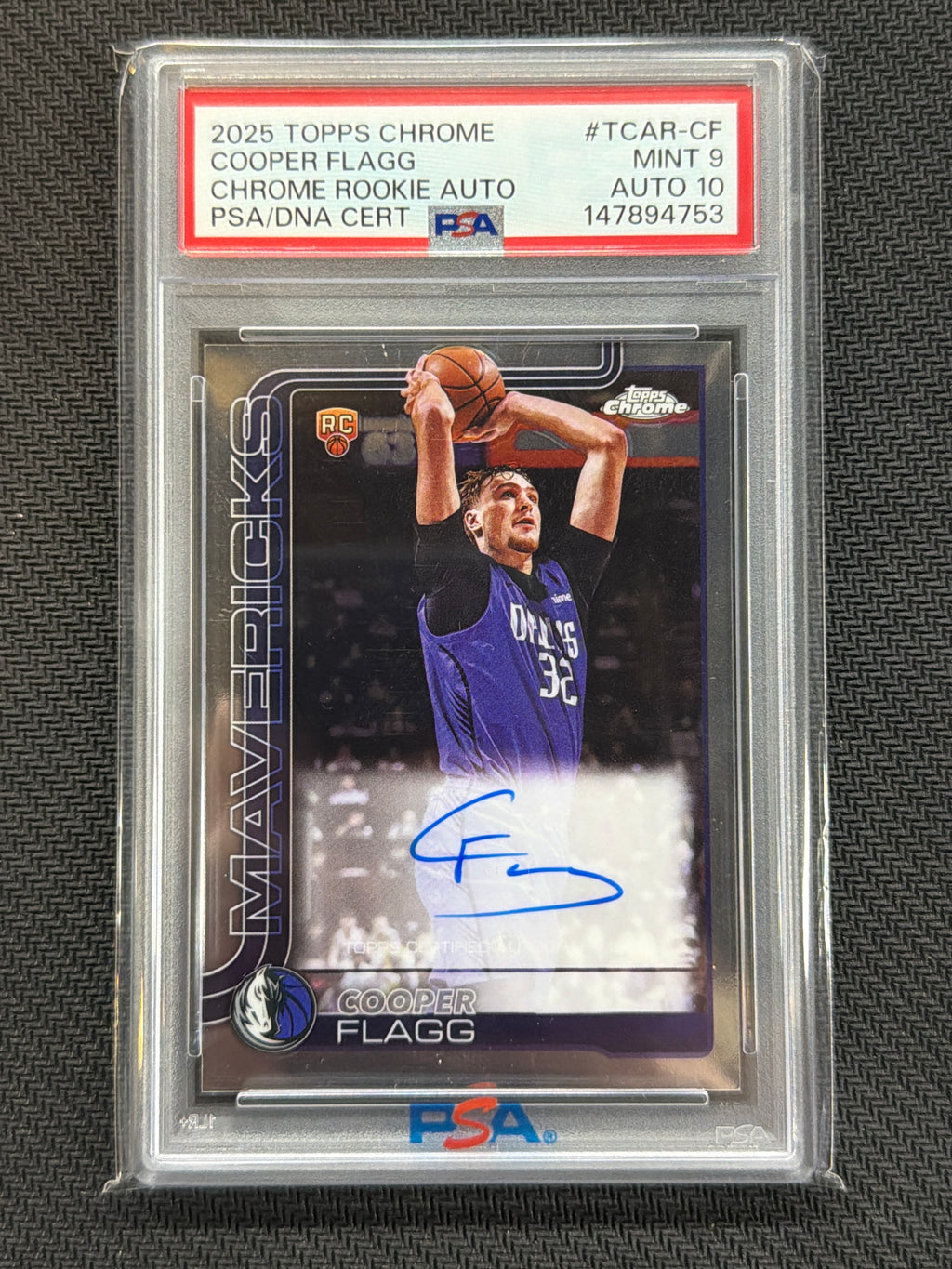2025-26 Topps Chrome Cooper Flagg Rookie Auto PSA 9 Auto 10
