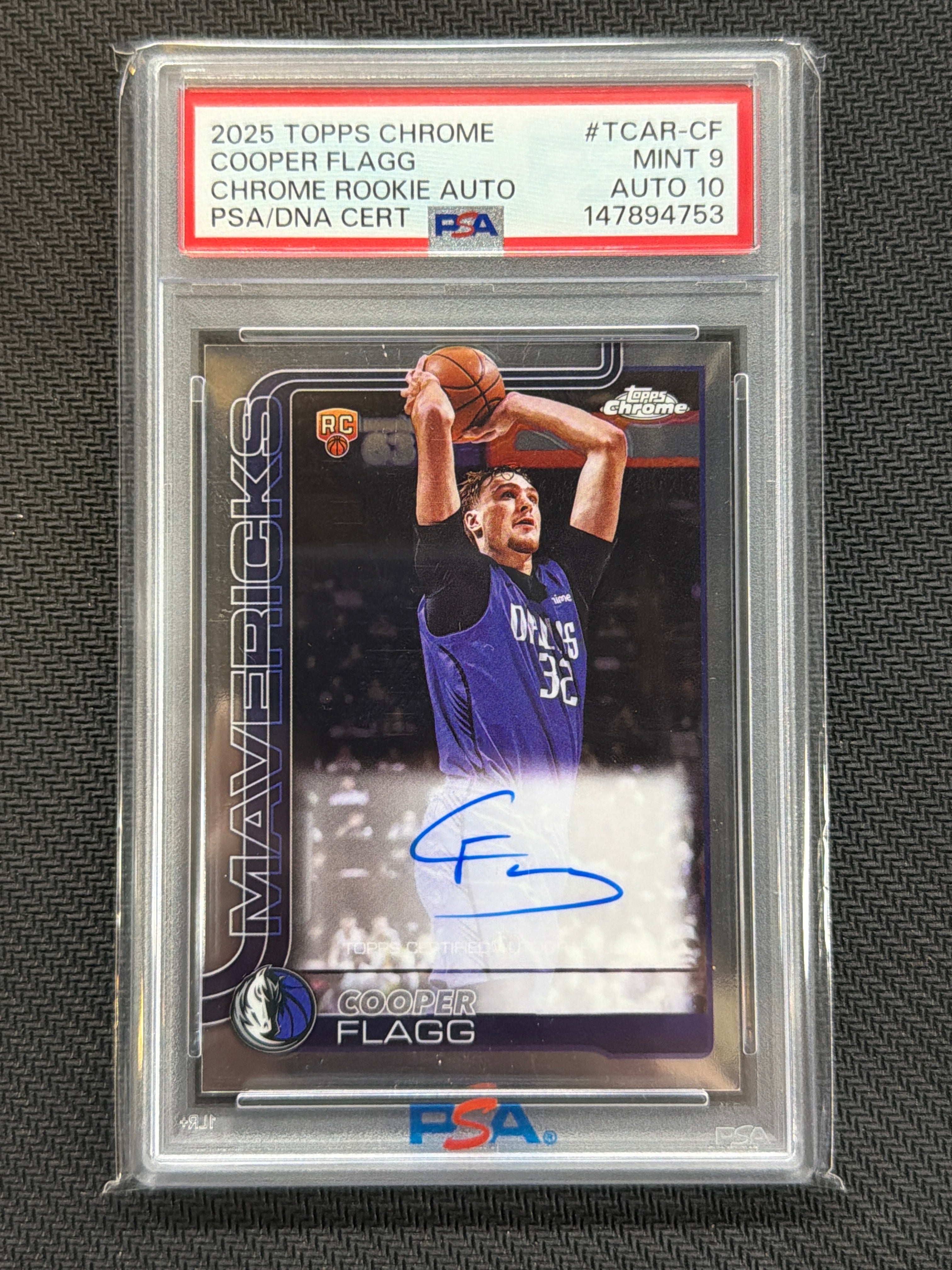 2025-26 Topps Chrome Cooper Flagg Rookie Auto PSA 9 Auto 10