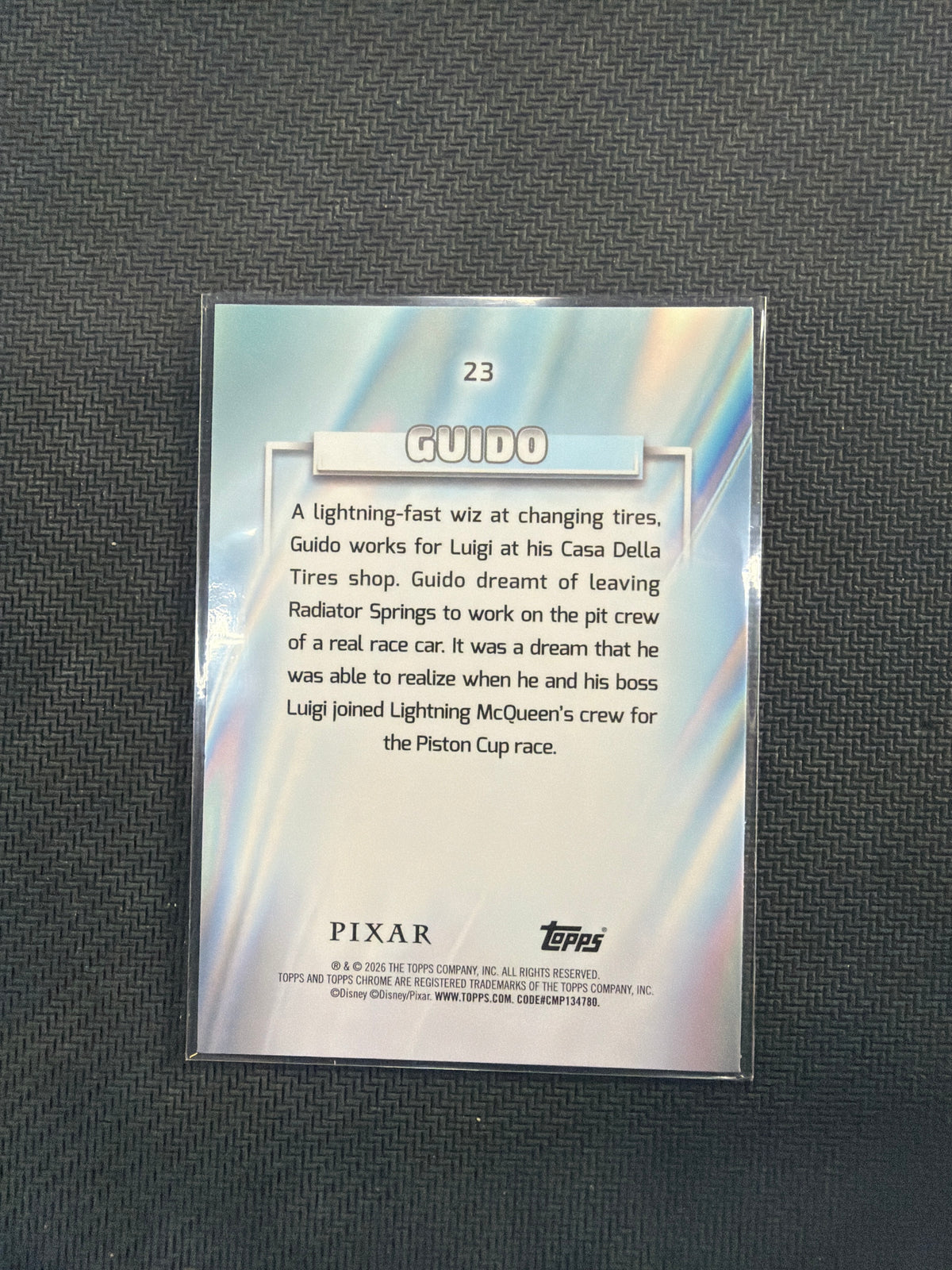 2026 Topps Chrome Disney Guido Blue Wave /150 Cars