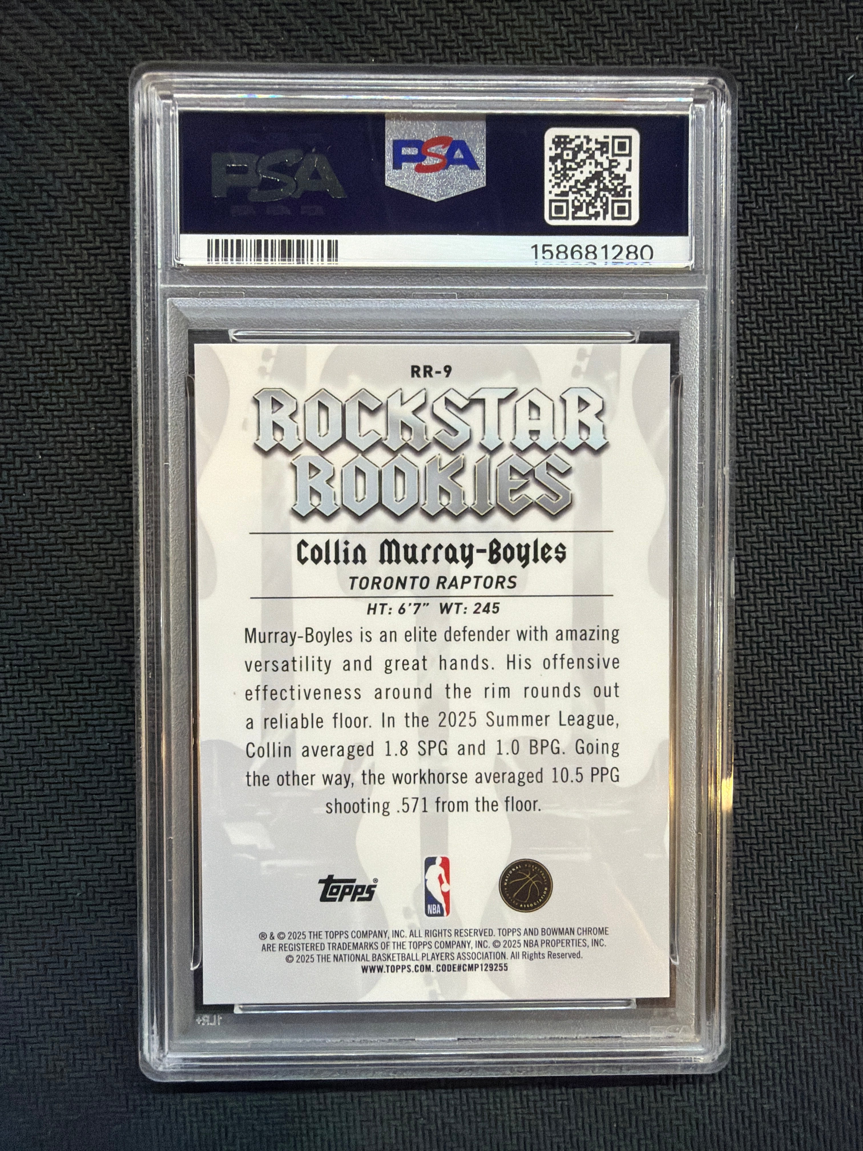 2025 Bowman Collin Murray-Boyles Rockstar Red Geometric /5 PSA 10 Raptors
