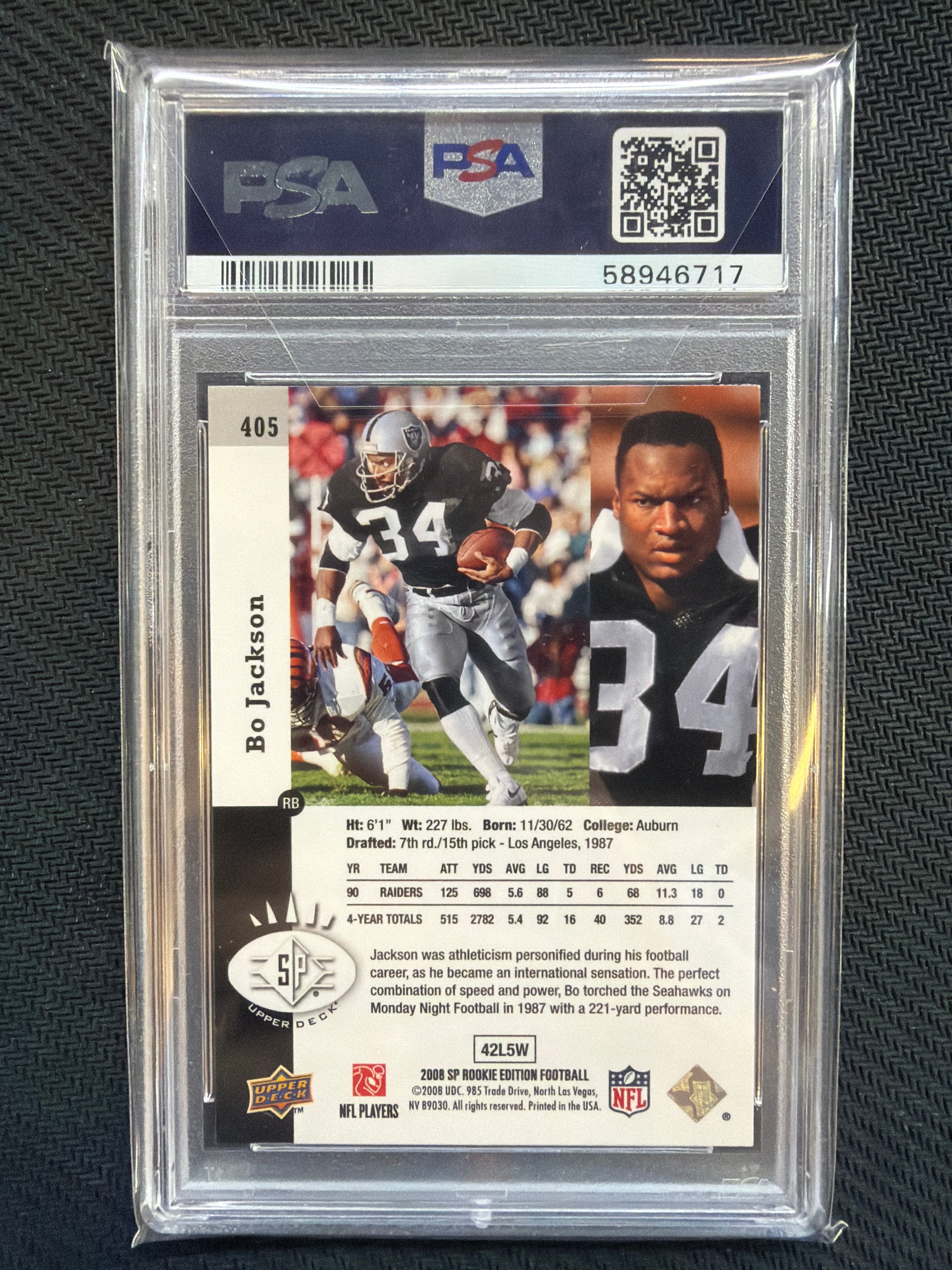 2008 SP Rookie Edition Bo Jackson #405 PSA 9 Raiders Auburn