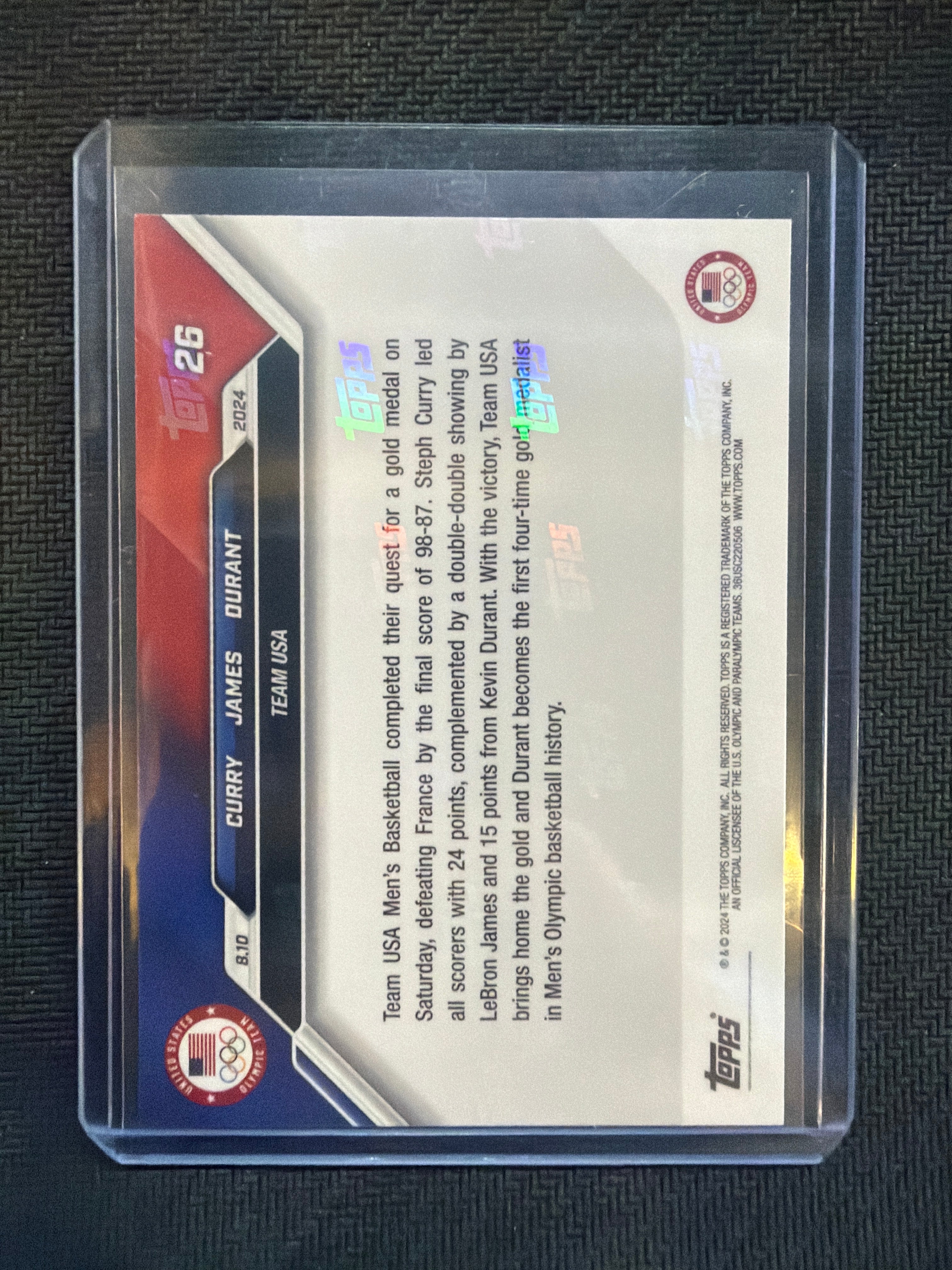 2024 Topps Now Olympics Curry James Durant #26 USA