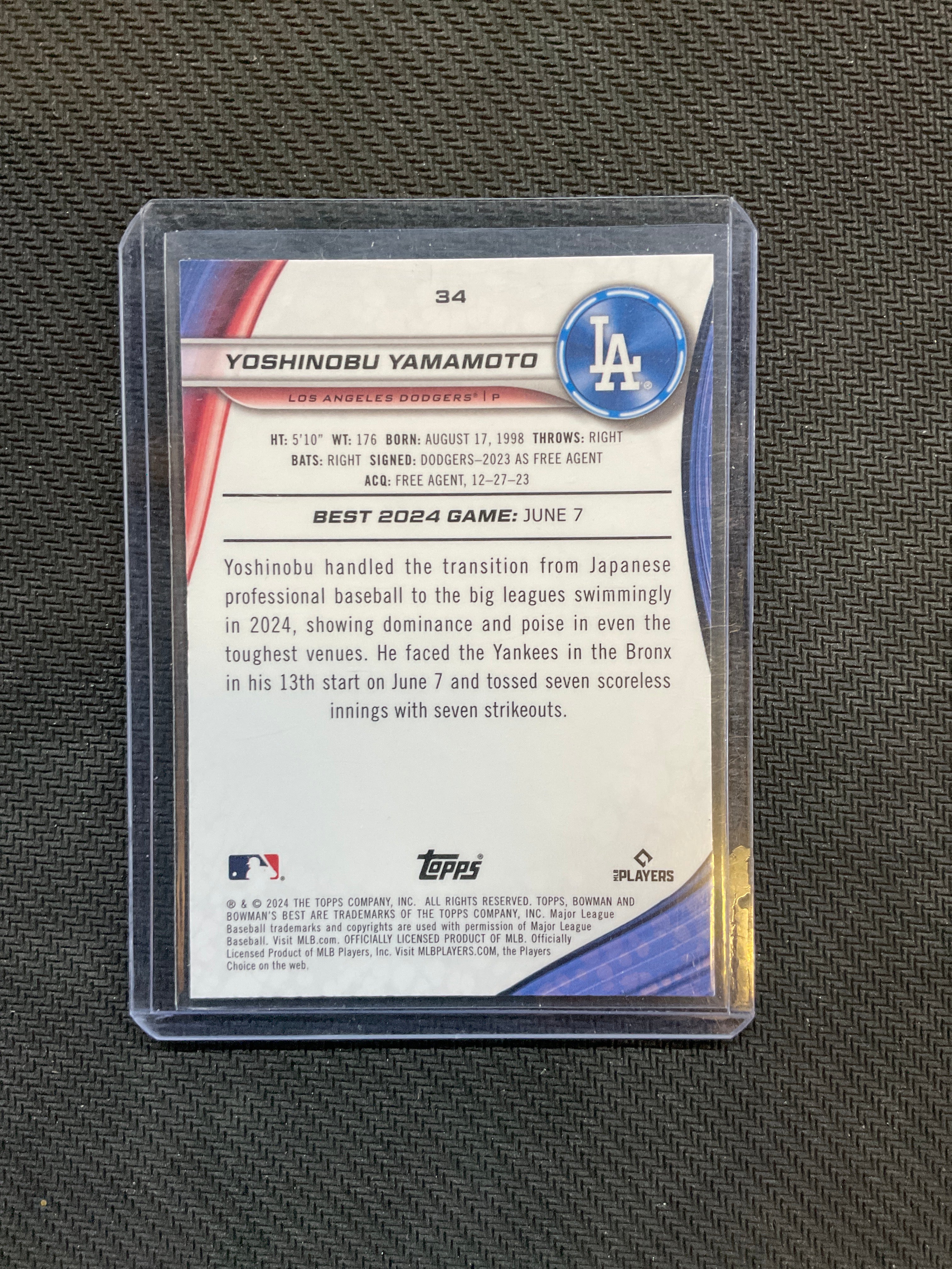 2024 Bowman's Best Yoshinobu Yamamoto Rookie Green /99 Dodgers