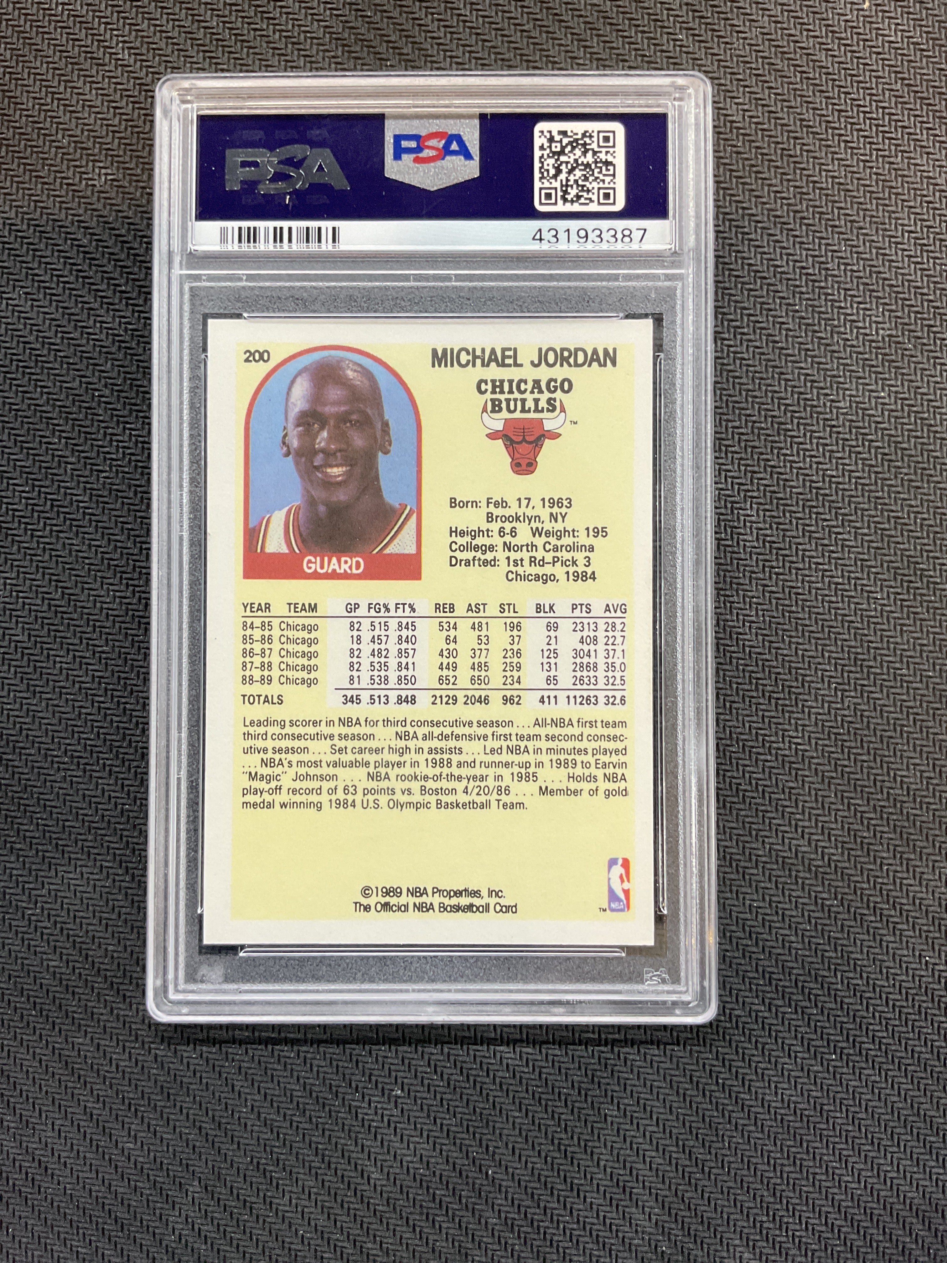 1989 Hoops Michael Jordan #200 Bulls PSA 10 387