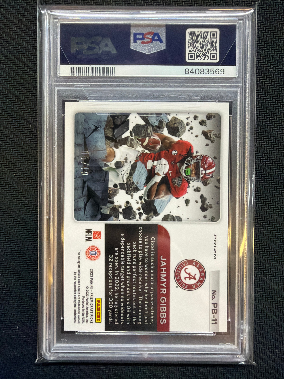 2023 Prizm Draft Picks Jahmyr gibbs Prizm Break Orange /49 PSA 10 Alabama