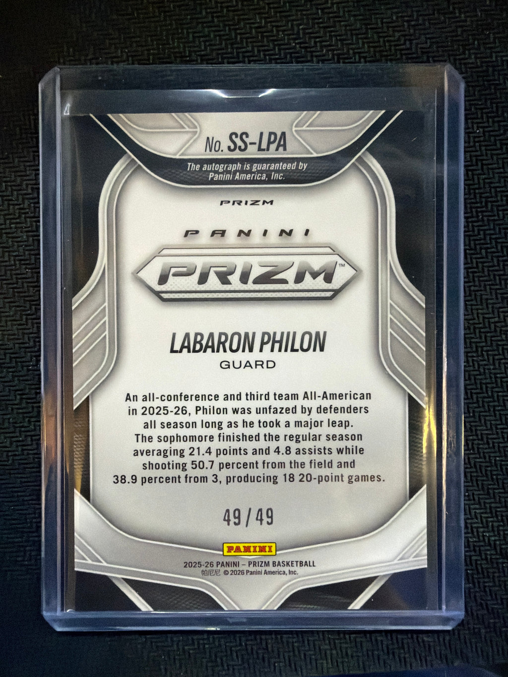 2025 Prizm Labaron Philon Sensational Signatures /49 Alabama