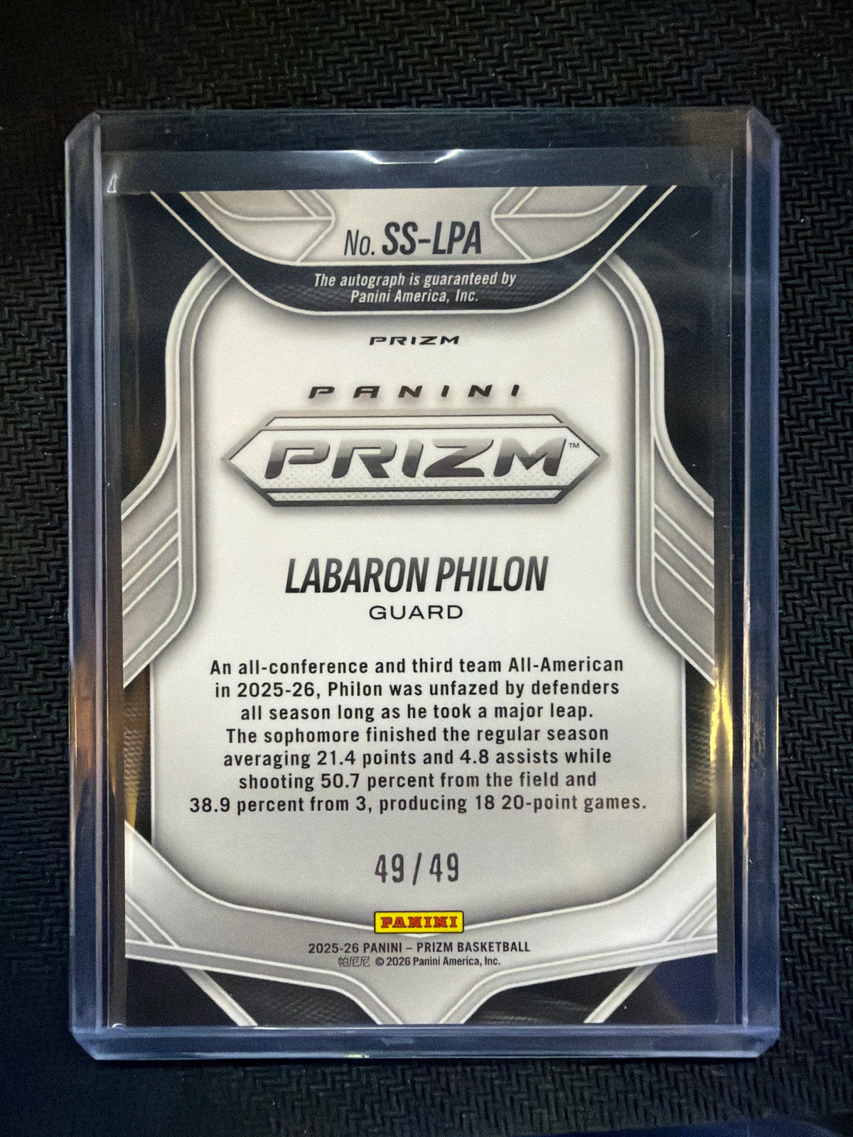 2025 Prizm Labaron Philon Sensational Signatures /49 Alabama