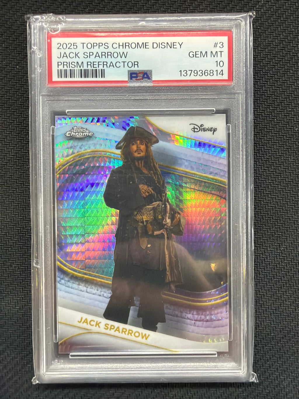 2025 Topps Chrome Disney Jack Sparrow Prism PSA 10 814